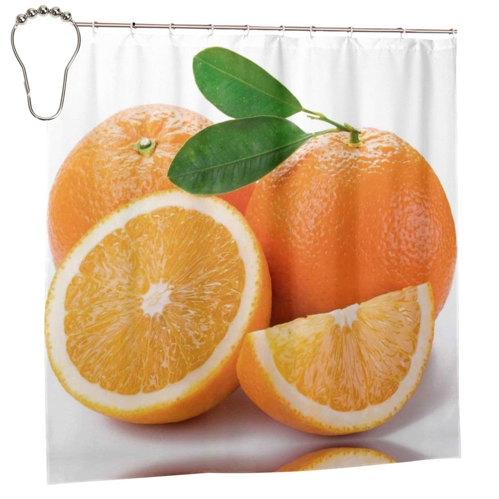Rideau de douche imprimé orange pour décoration de salle de bain