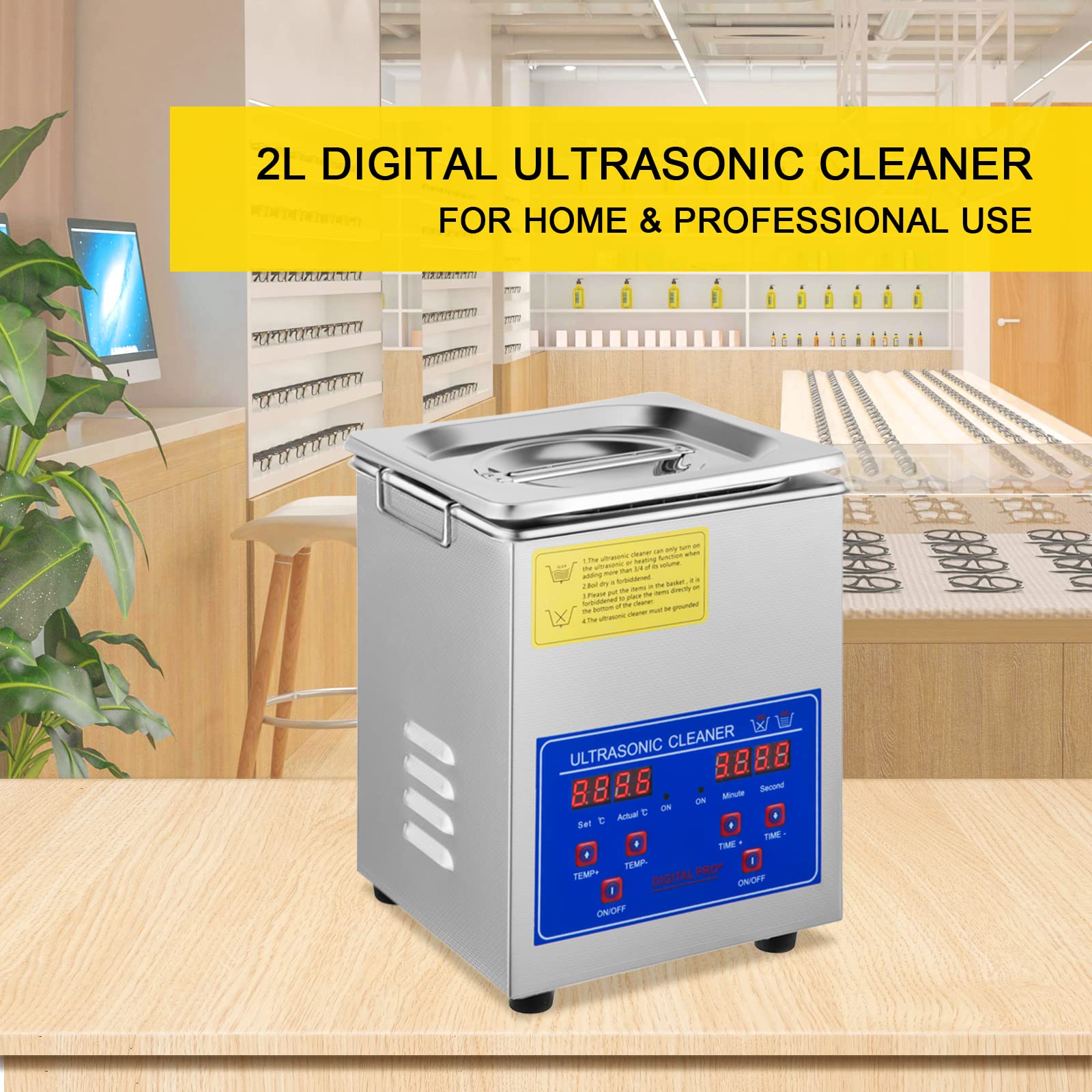 Happybuy 2L Ultrasonic Cleaner, Digital 40kHz Stainless Steel Parts Cleaner for Jewelry, Glasses, Watches, 110V