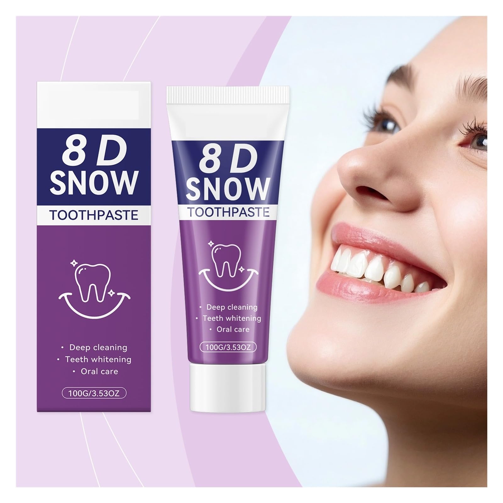 Pasta de Dientes Brillo Púrpura 100g | La fórmula del mismo color reduce el color amarillento de los dientes y refresca el aliento(3pcs)