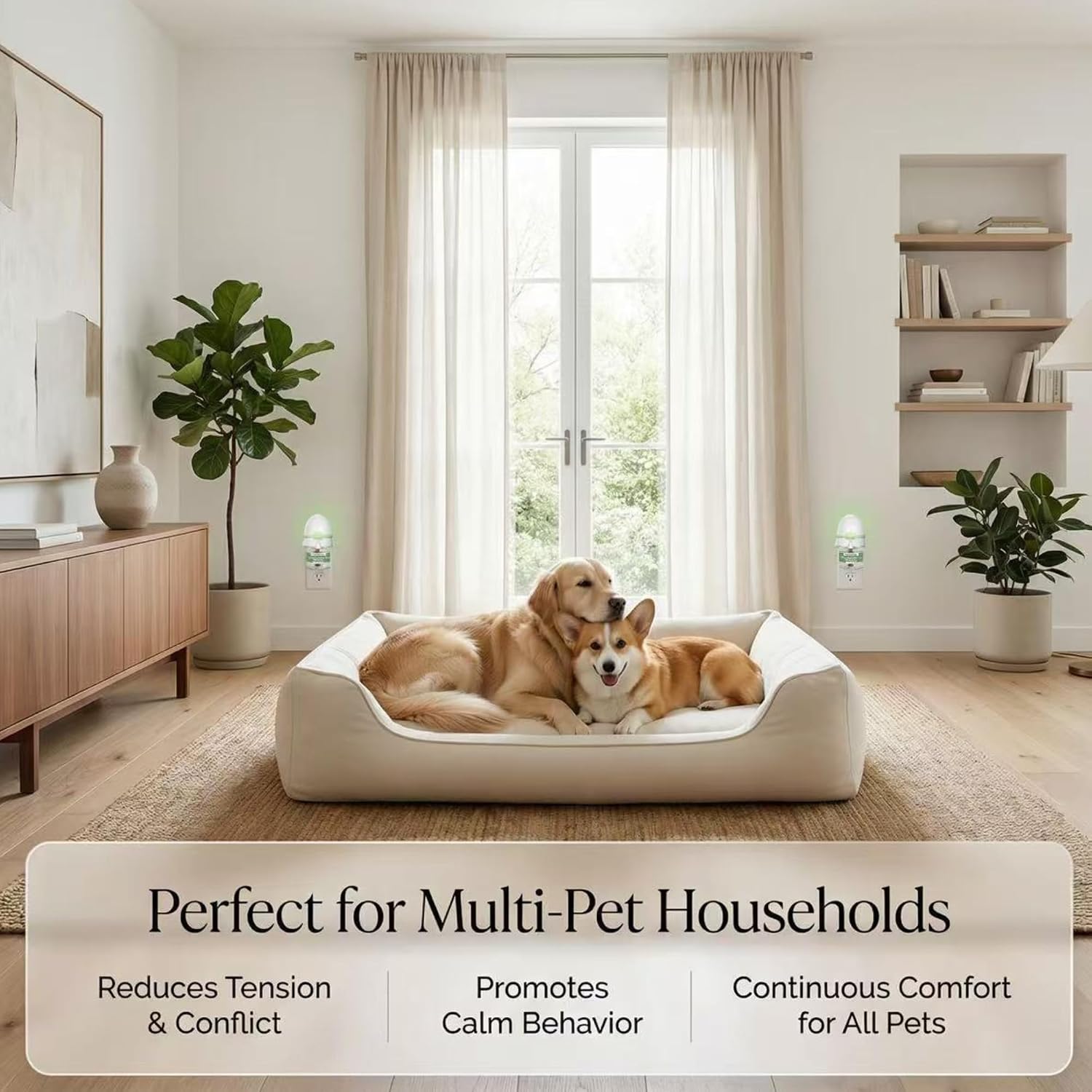 8-in-1 Dog Calming Pheromone Diffuser Kit – Pet Stress Support (2 Plug-Ins & 6x48ml Refills), Calming Diffuser for Dog During Thunderstorms, Travel, Separation, Fireworks & Vet Visits, 180-Day Supply