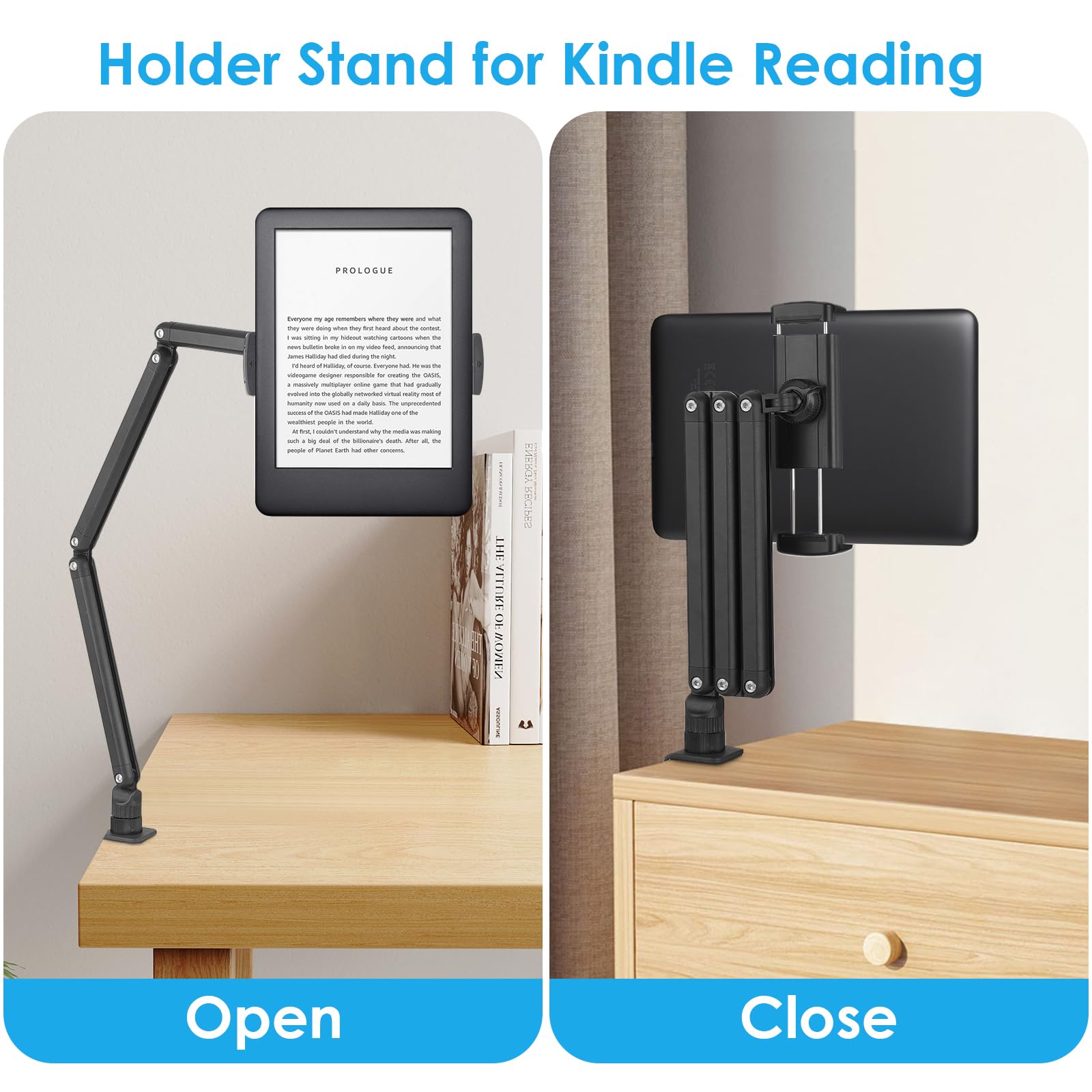 Soporte de Tablet para iPad, Kindle, Soporte portátil de 15.6 Pulgadas máximo, Brazo Plegable para iPad con Base giratoria de 360°, se Adapta a teléfonos celulares, Kindle, pestañas de 12.9 Pulgadas