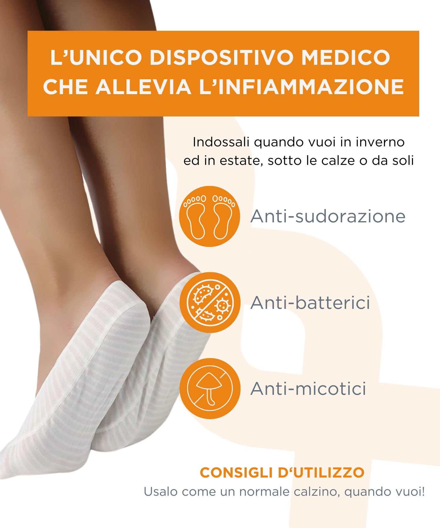 SPIKENEGY 3 Paia Fantasmini Uomo Donna per Sudorazione Eccessiva (Iperidrosi) Terapeutici Elettro Magnetoterapia - Anche Per Funghi, Rossori e Reumatismi, Dispositivo Medico Detraibile - Made In Italy