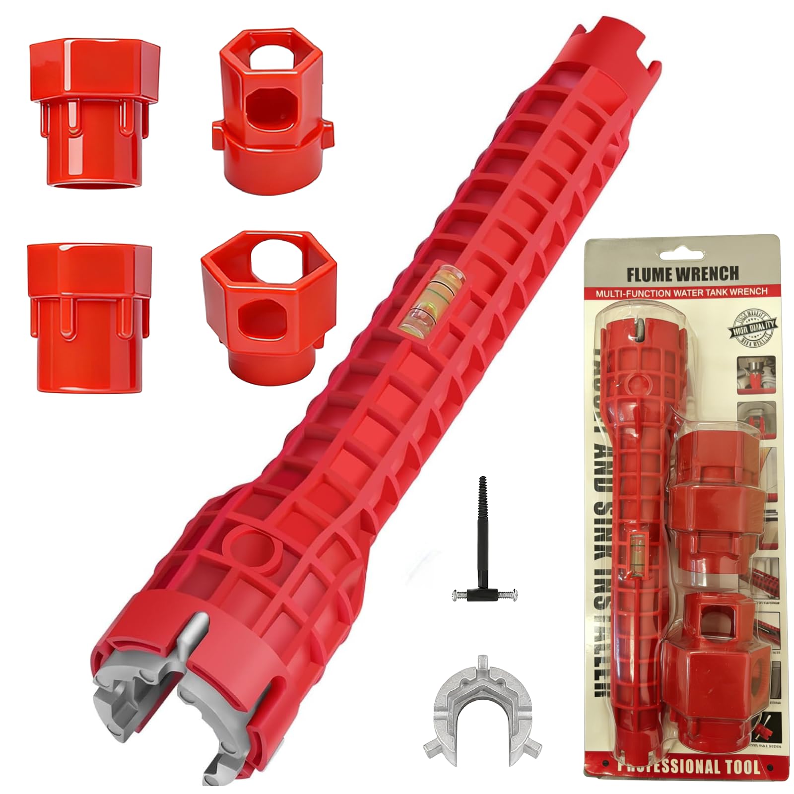 14-in-1 Professional Basin Wrench & Sink Installer - 9.6" Hardened ABS Plumbing Tool for Faucet Installation, Toilet Repair & Tight Spaces - Multi-Purpose Wrench with Instructions & Video