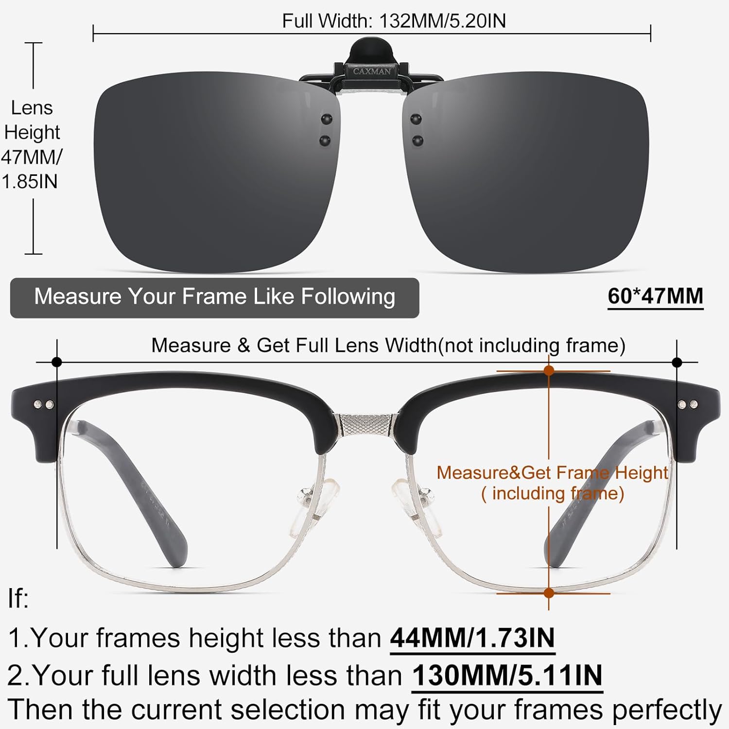 Polarized Clip-on Flip Up Metal Clip Rimless Sunglasses for Prescription Glasses - Image 4