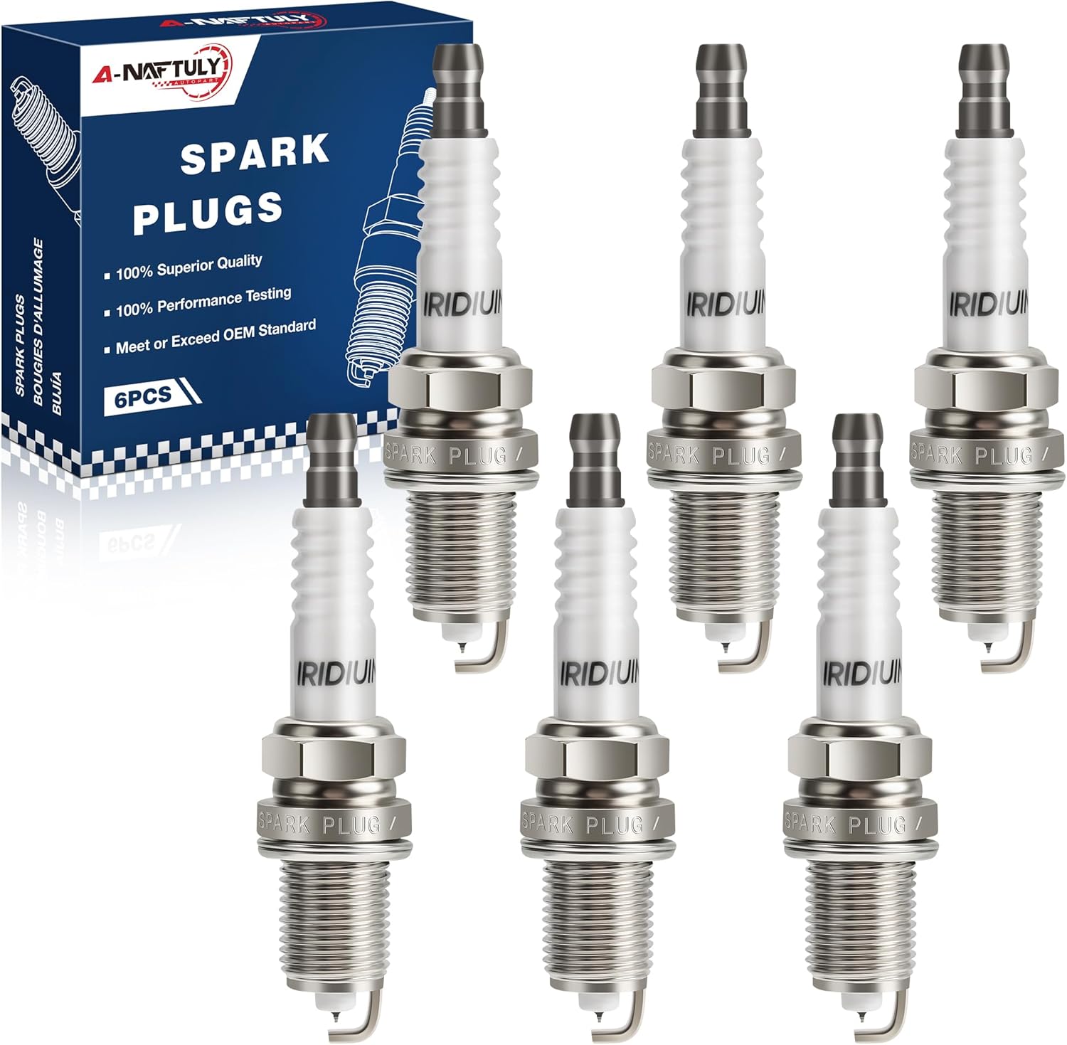 Iridium Spark Plugs 6 Pack 6441 ZFR6FIX-11 Compatible with 2004-2010 Dodge Dakota Durango Nitro Ram 1500 3.7 Jeep Commander Grand Cherokee Liberty 2002 2003 2004 2005 2006 2007 2008 2009 2010