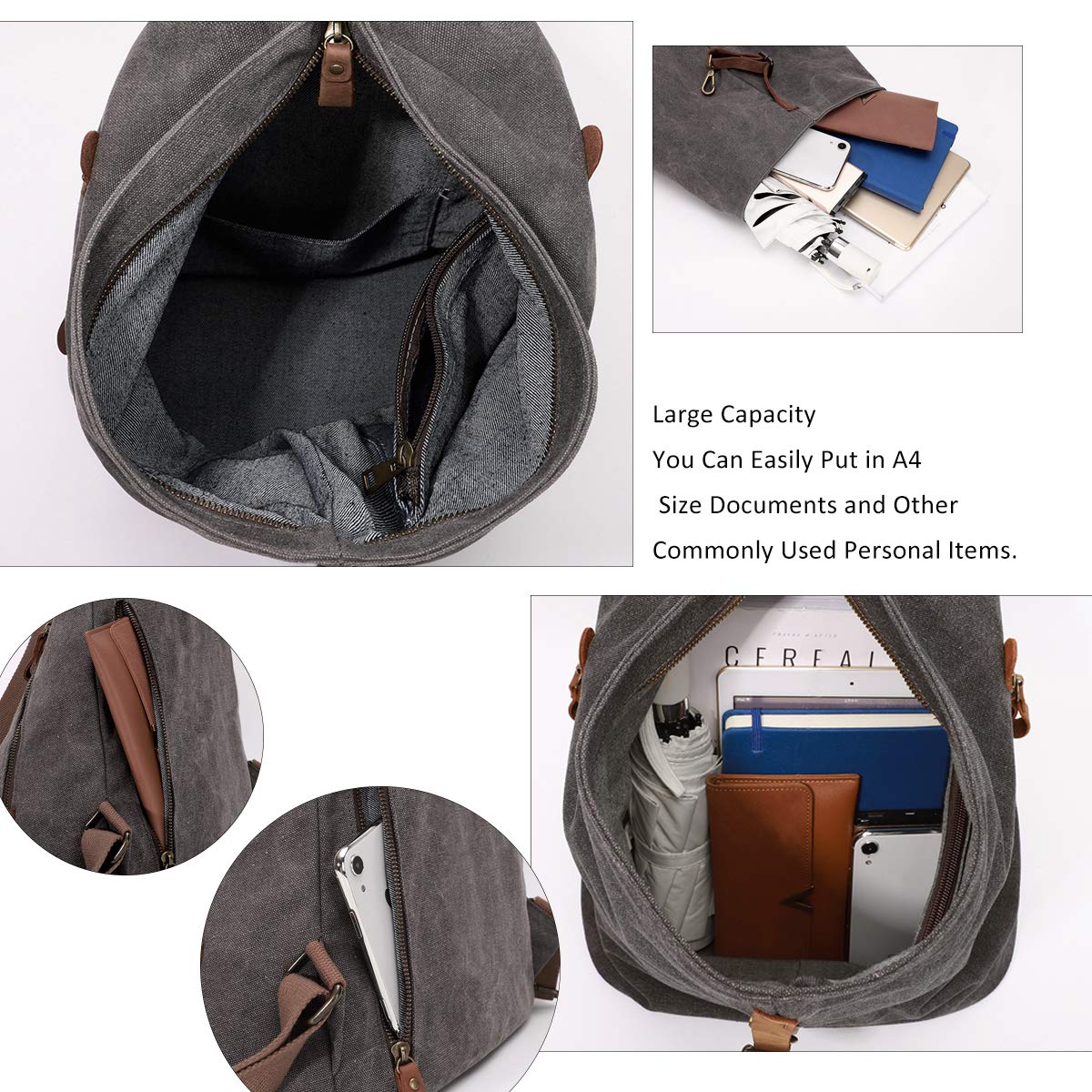 Zaino vintage in tela - Zaino da viaggio grande casual Zaino da viaggio all'aperto Zaini da trekking Borsa a tracolla per uomo Donna