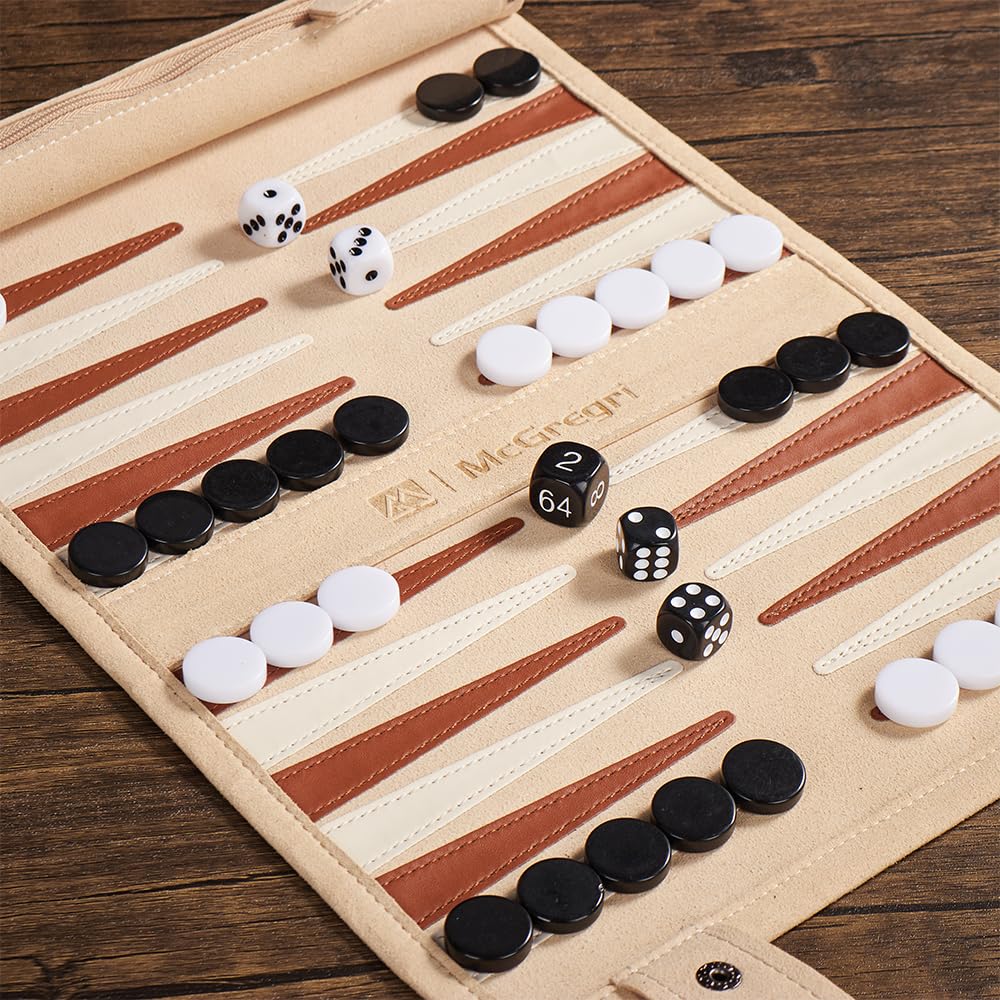 Juego de backgammon de viaje, juego de mesa de cuero enrollable