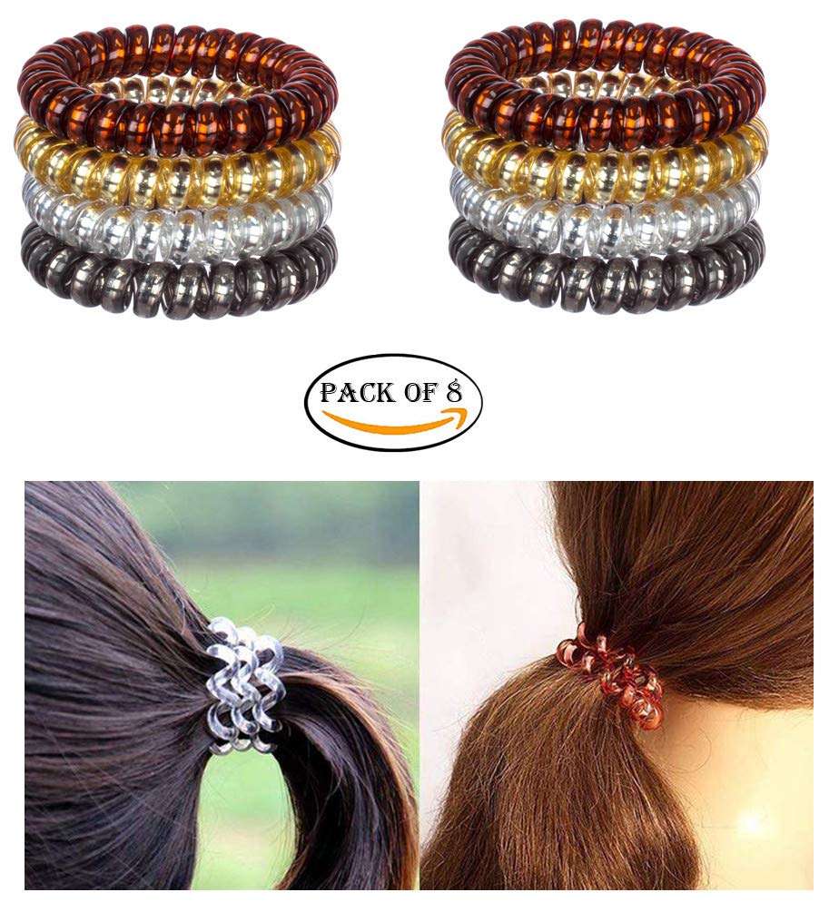 FOK Spiral Elastic Hair Tie Rubber Bands for Girls and Women, Random