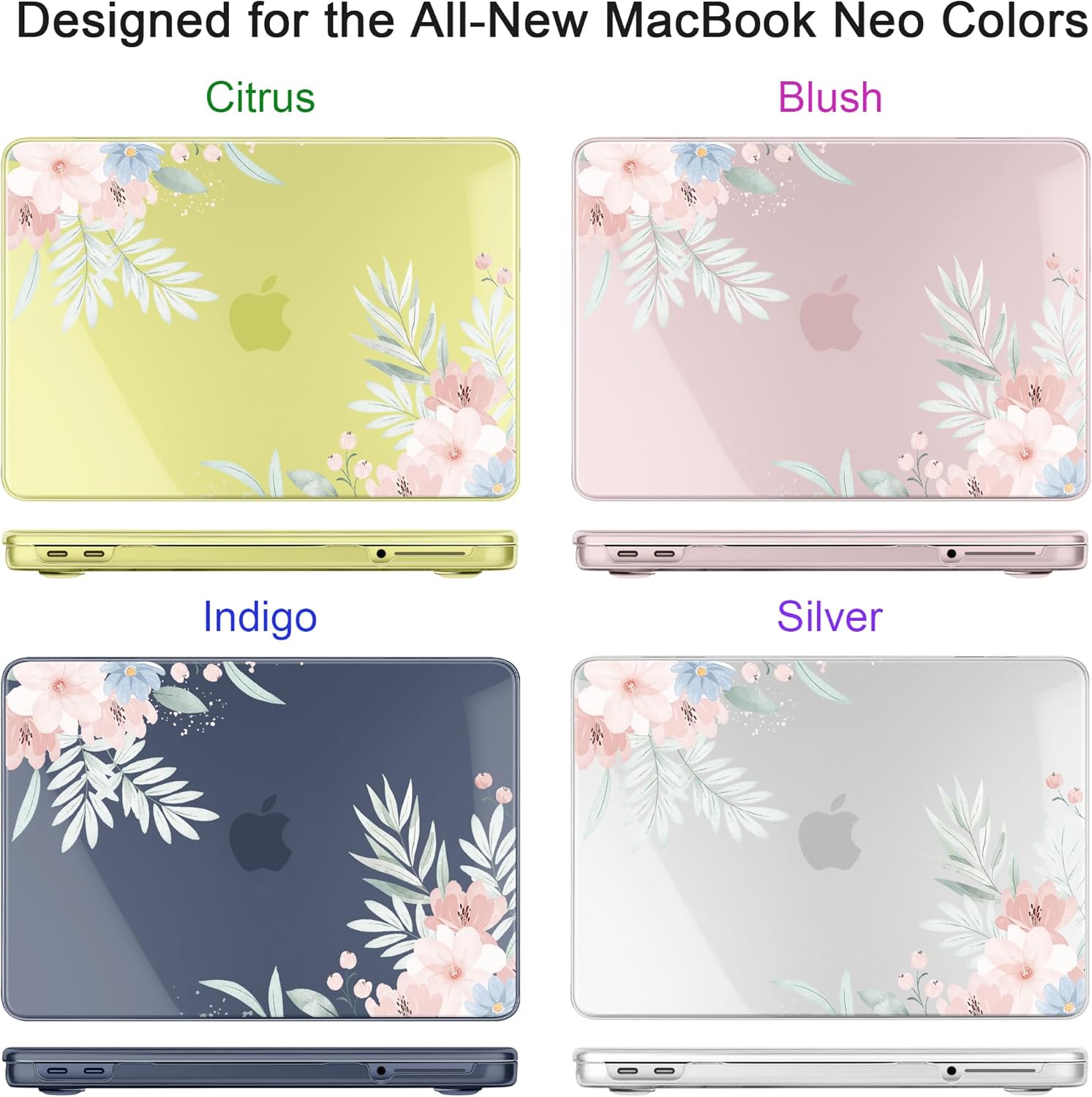Batianda for MacBook Neo 13 Inch Case 2026 Release Model A3404, Abstract Art Ultra-Slim Hard Shell with Keyboard Cover, Screen Protector & USB Adapter,Laptop Accessories Bundle, Lovely Flowers