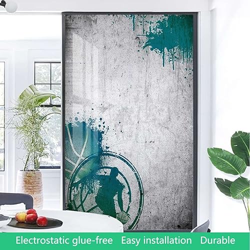 Miniatura 4 de Película de vinilo multicolor para vitrales de baloncesto, silueta de jugador de baloncesto, película esmerilada de privacidad para ventana, vinilo