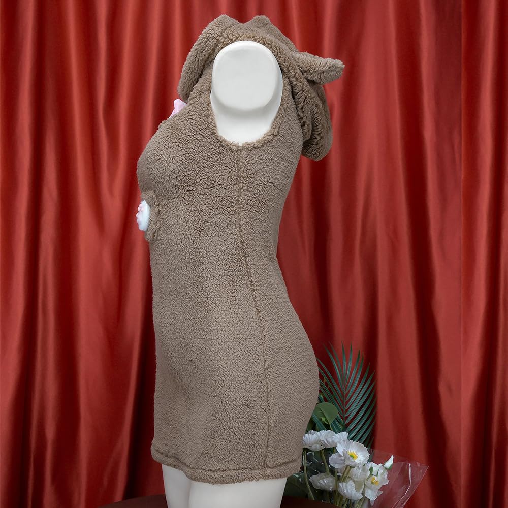 Women's sexy cosplay tight fitting anime cute jumpsuit anime Japanese cute lingerie with hat anchor performance suit: Brown