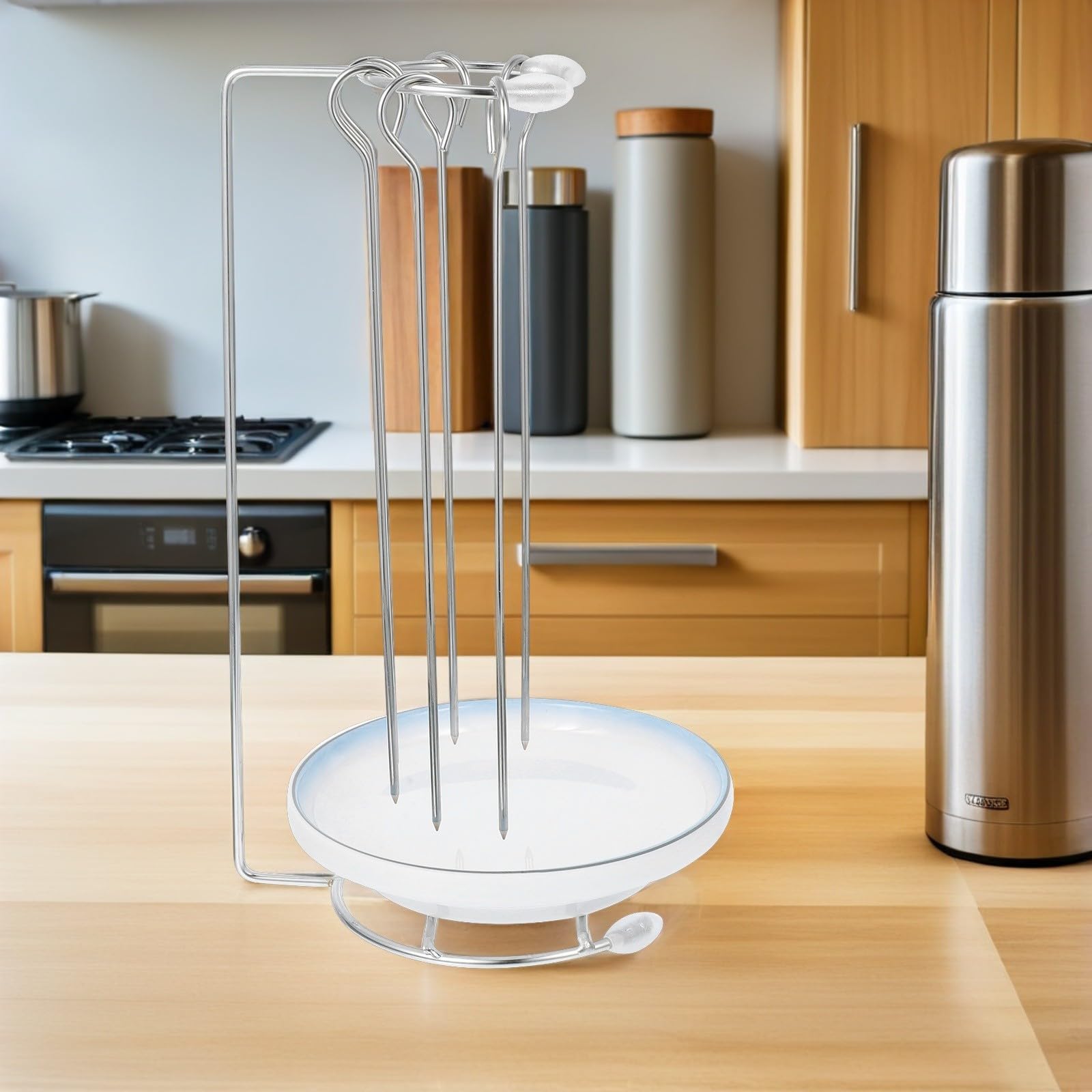 SHOWERORO Soporte para Brochetas de Acero Inoxidable Resistente y Práctico con Bandeja para Barbacoa Adecuado para Cocinar Carne en Barbacoas al Aire Libre