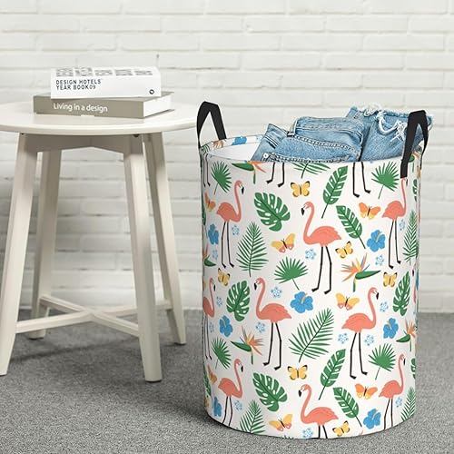 Miniatura 3 de Flamingo Laundry Hamper Large Collapsible Laundry Baskets with Handles Easy Carry Round Storage Basket Dirty Clothes Hamper Blanket Basket for