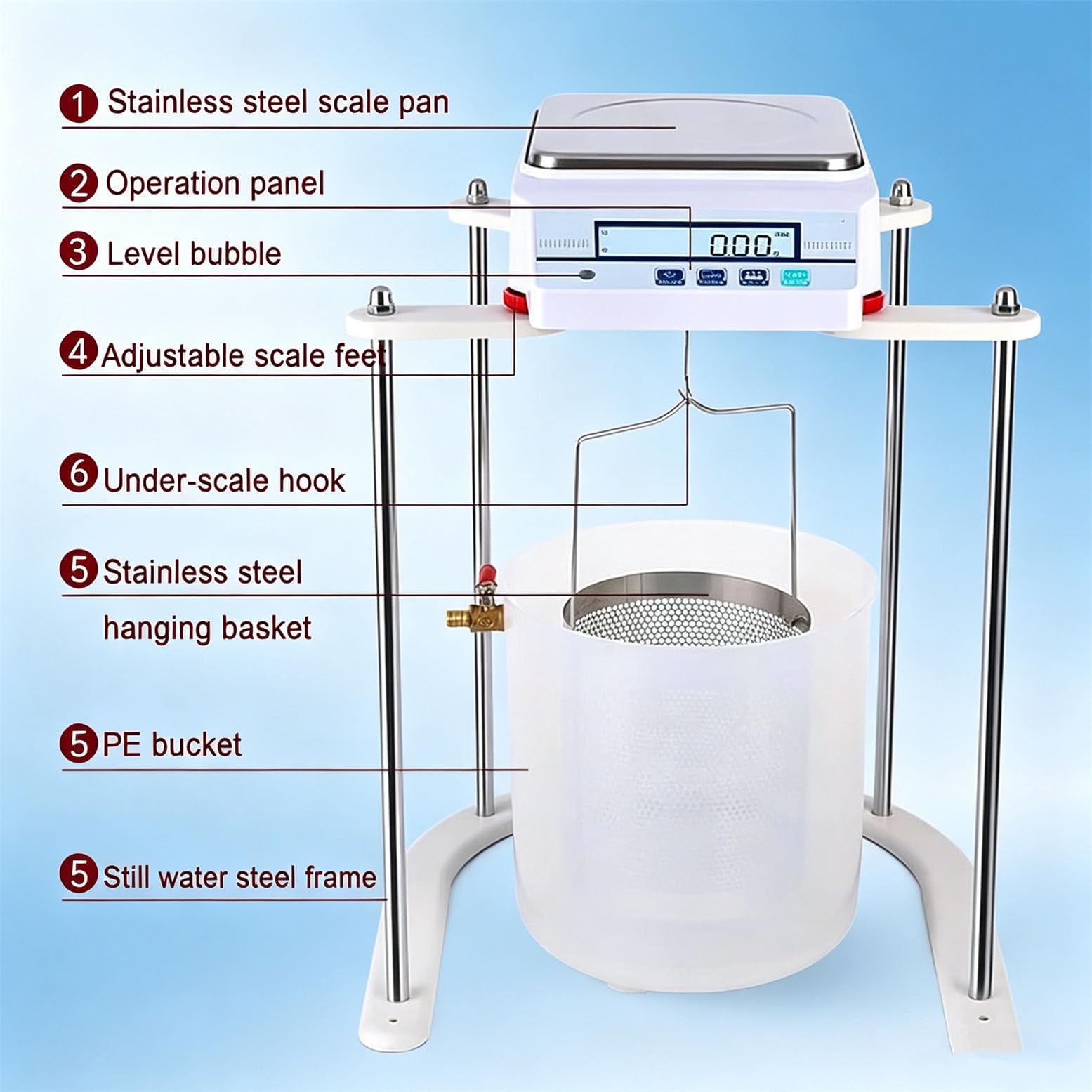 Balanza electrónica de gravedad específica de 0,01 g – Medidor de densidad hidrostático para uso en laboratorios industriales, escala de alta precisión con sensor de fuerza electromagnética 2000g