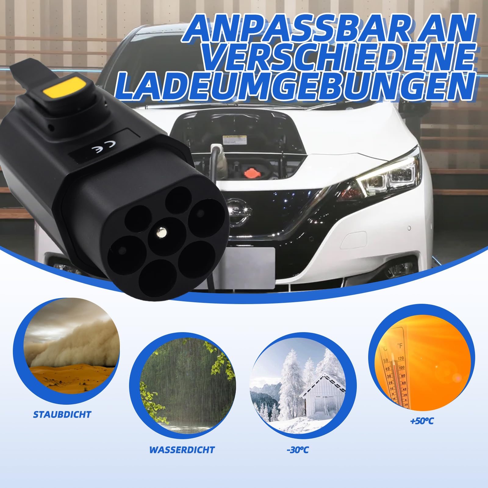 Adapter EV typu 2 na typ 1 – adapter ładowarki IEC 62196 do SAE J1772 (32 A/7,2 kW i 16 A/3,5 kW), szybkie ładowanie pojazdów elektrycznych
