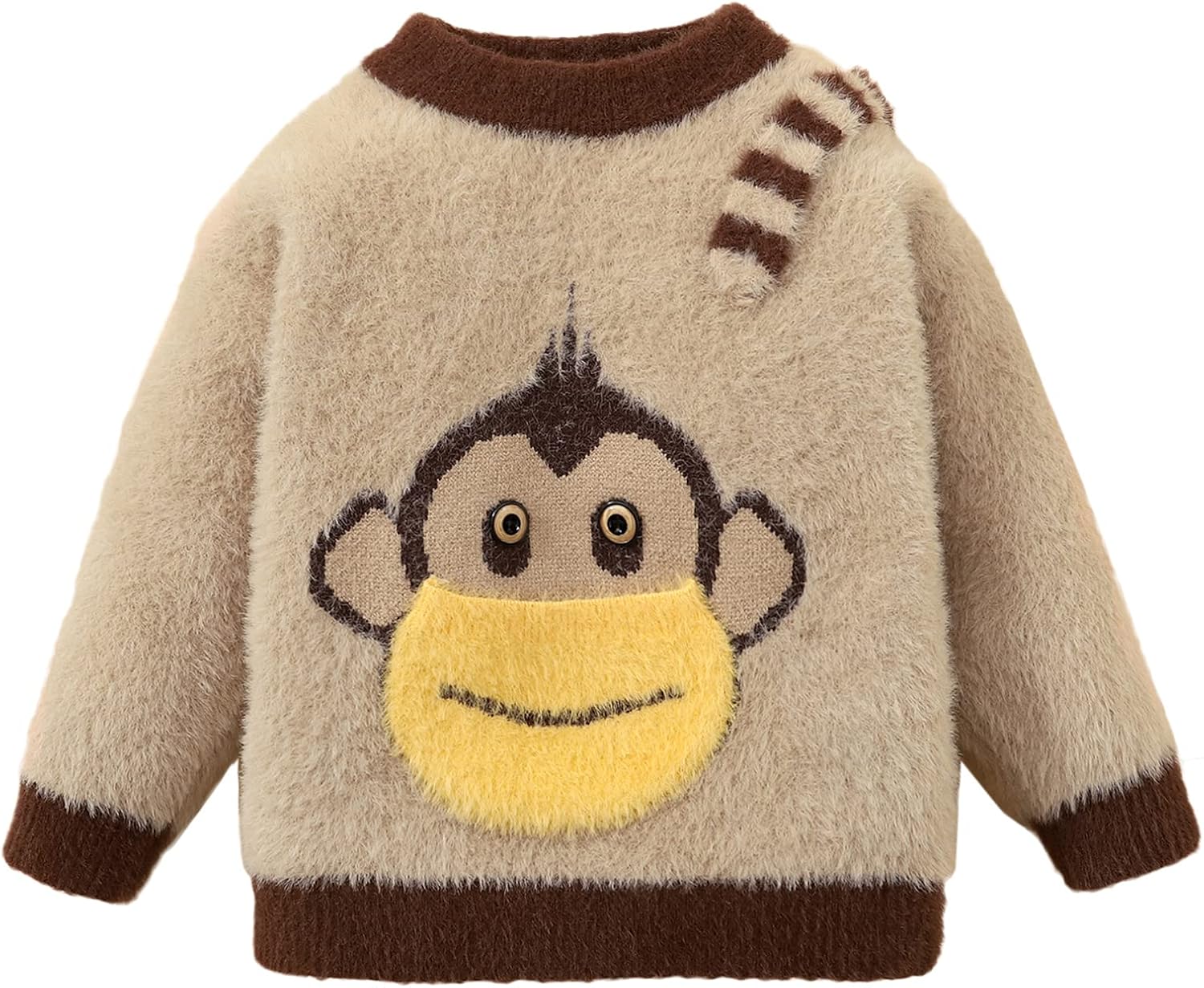 Toddler Baby Cartoon Sweater Pullover Fleece Top with Pocket Monkey 9-24M,2-3T : Clothing, Shoes & Jewelry
