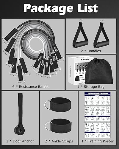 Miniatura 8 de Zacro Bandas de resistencia para entrenamiento, bandas de resistencia pesada de 270 libras con asas, bandas de ejercicio con anclaje de puerta,