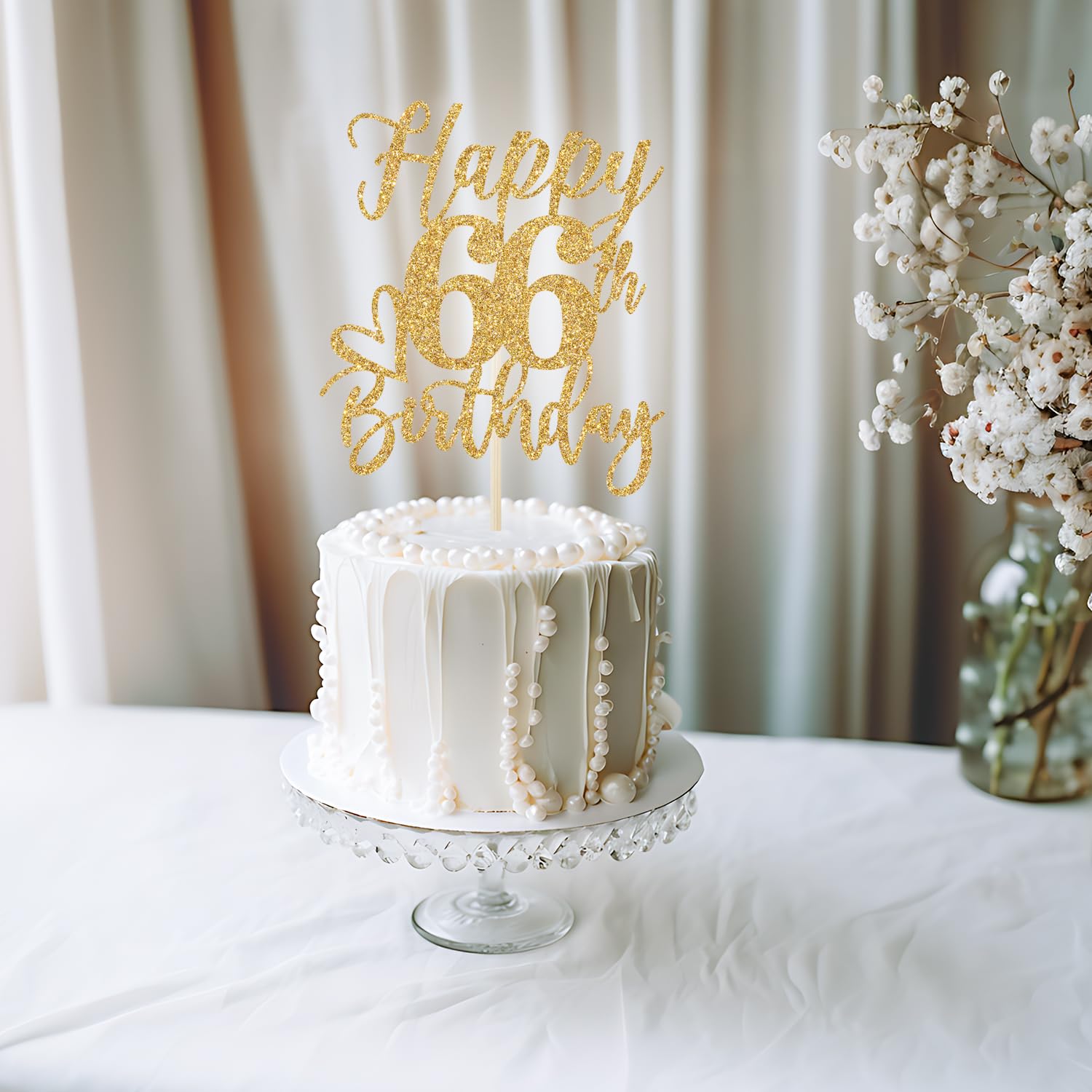 Decorazione 66° Compleanno Donna - Striscione Porta In Tessuto Rosa Oro 90x180 Cm - Happy 66th Geburtstag - 2