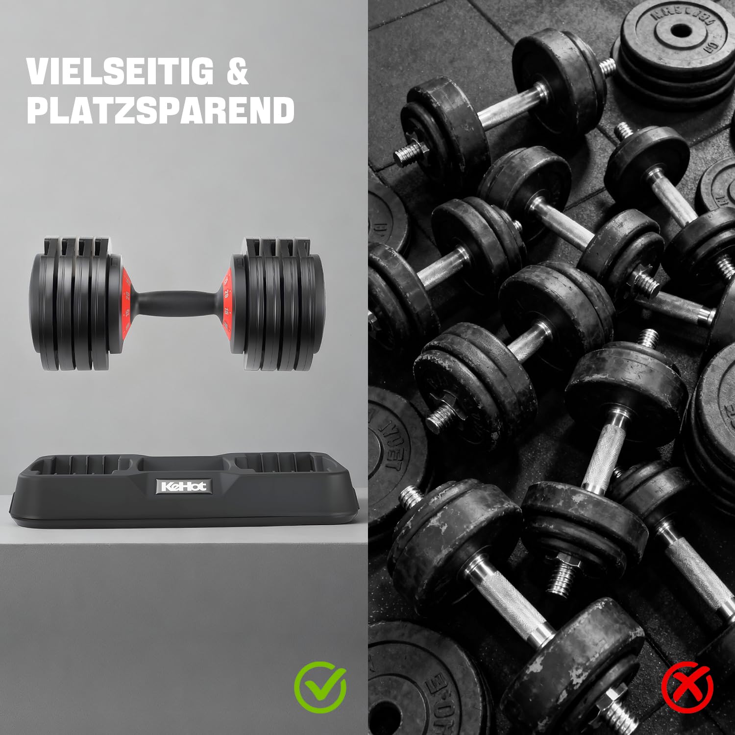 Mancuernas ajustables de 25 kg (1 unidad), 5 en 1, ajuste rápido en 1 segundo, bloqueo de seguridad, mango antideslizante, pesas con estante para gimnasio en casa, fitness, color negro