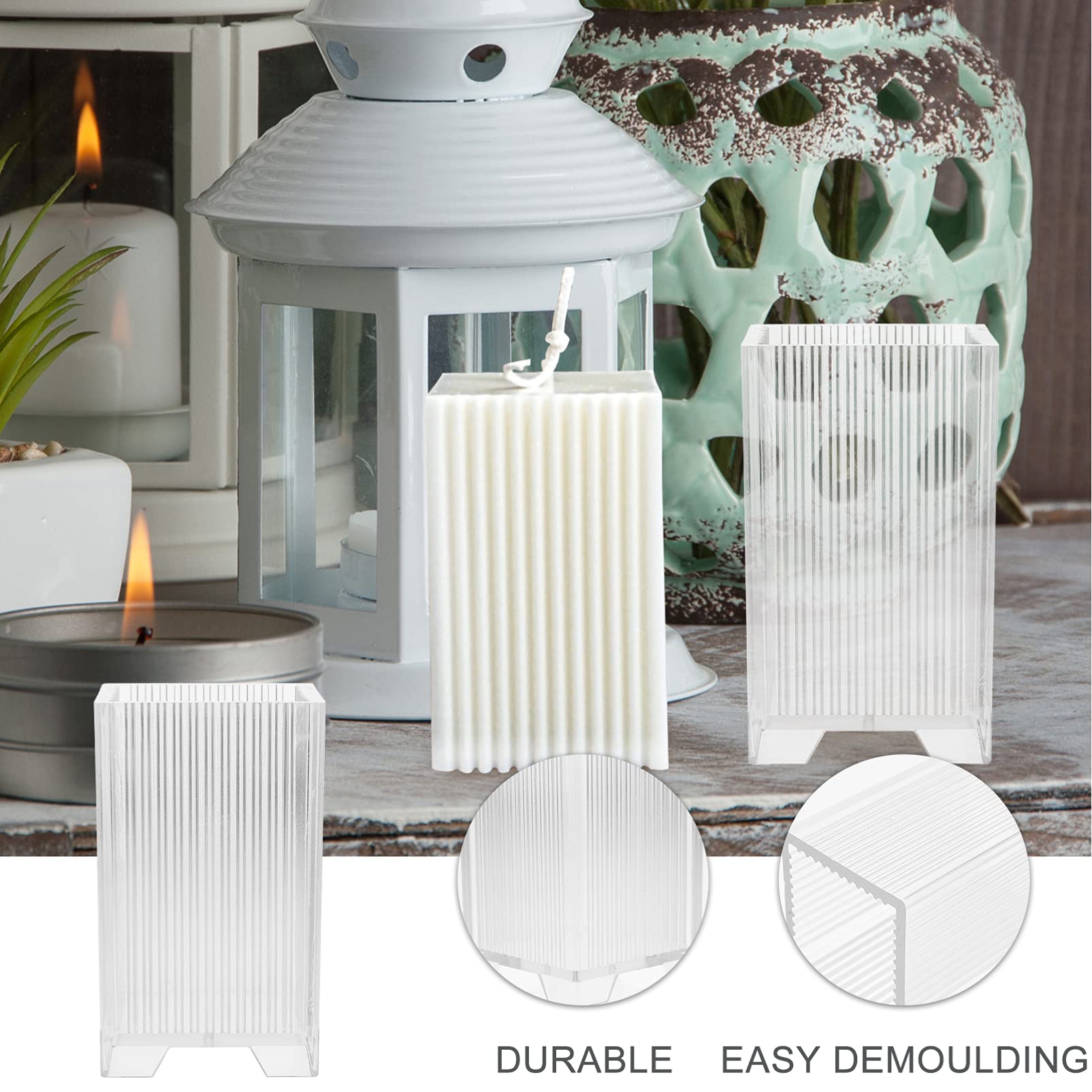 Housoutil 3 Piezas Molde de Vela Cuadrado de Plástico para Fabricación Diy Molde Práctico y Duradero para Velas Aromáticas y Artesanales