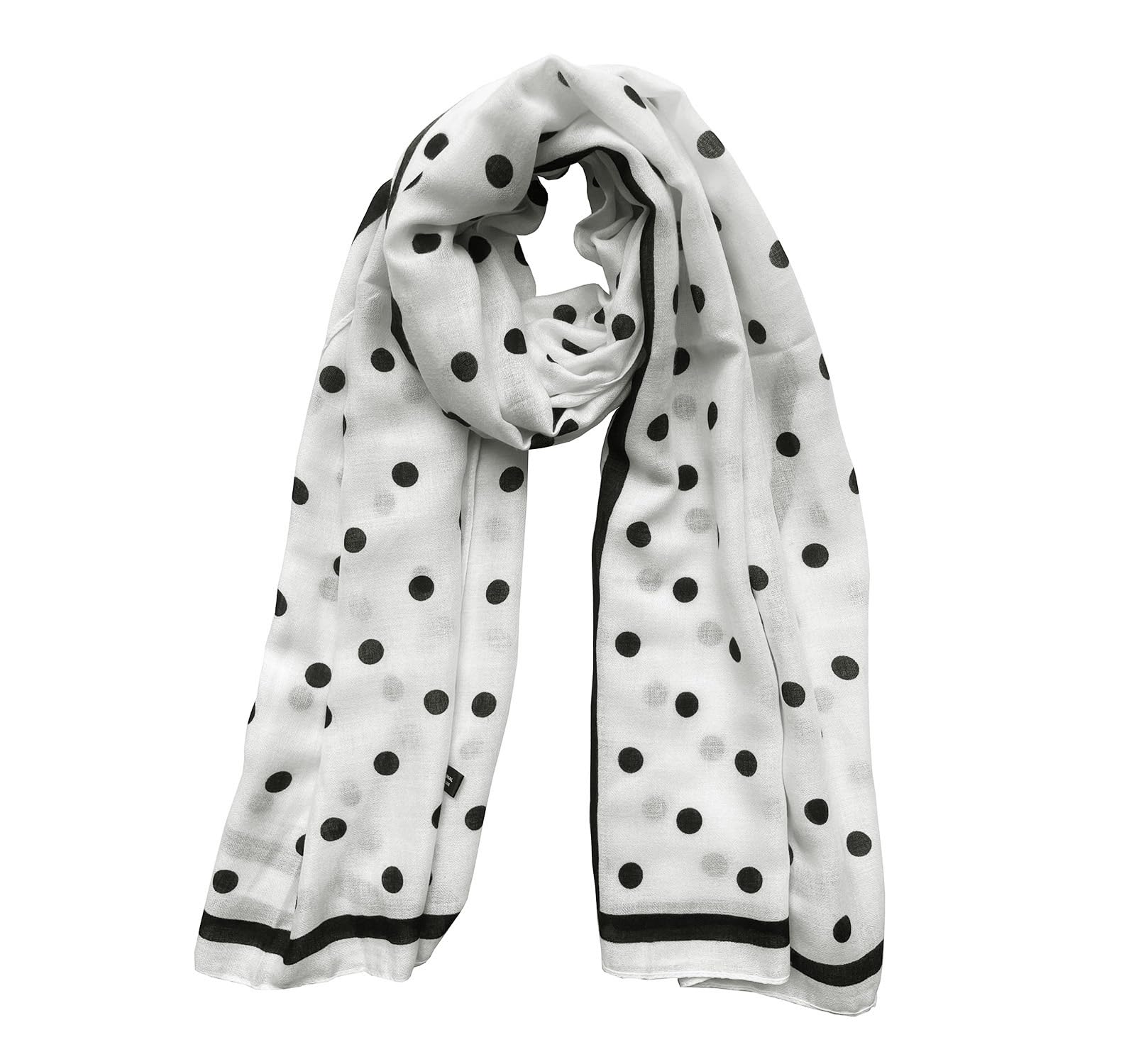 JERLA Women's Scarves Lady Light Soft Fashion Solid Scarf Wrap Shawl plaid scarf, Polka Dot White, Large