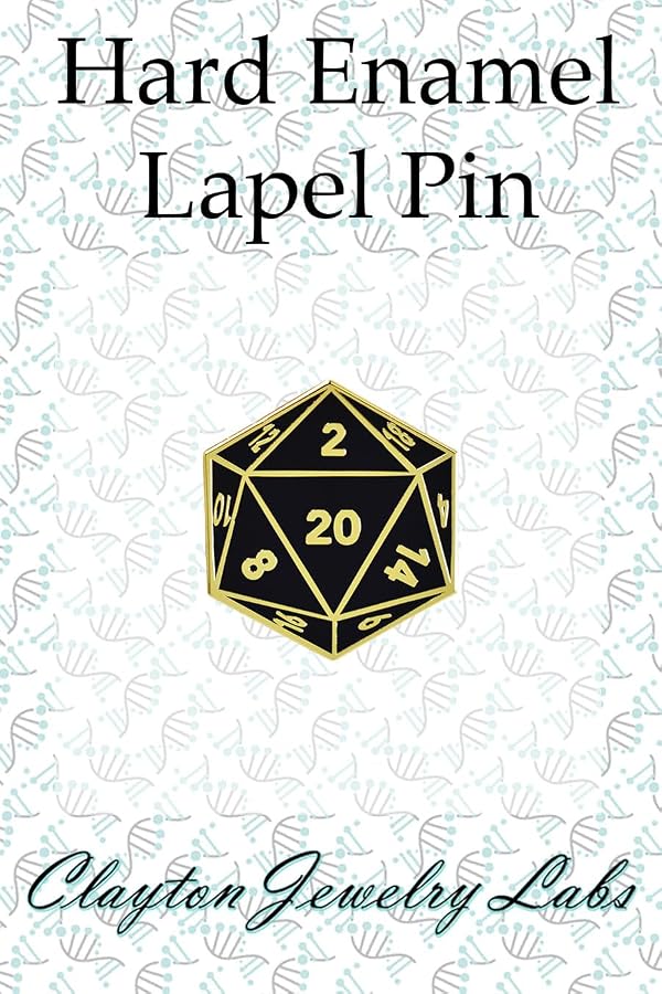 Clayton Jewelry Labs D20 Twenty-Sided Dice Hard Enamel Lapel Pin (Gold/Black) by Clayton Jewelry Labs - Image 4