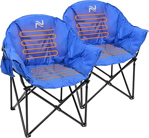 Miniatura 1 de Slsy Silla de campamento con calefacción de gran tamaño, sillas plegables con calefacción portátil para exteriores, asiento plegable con calefacción