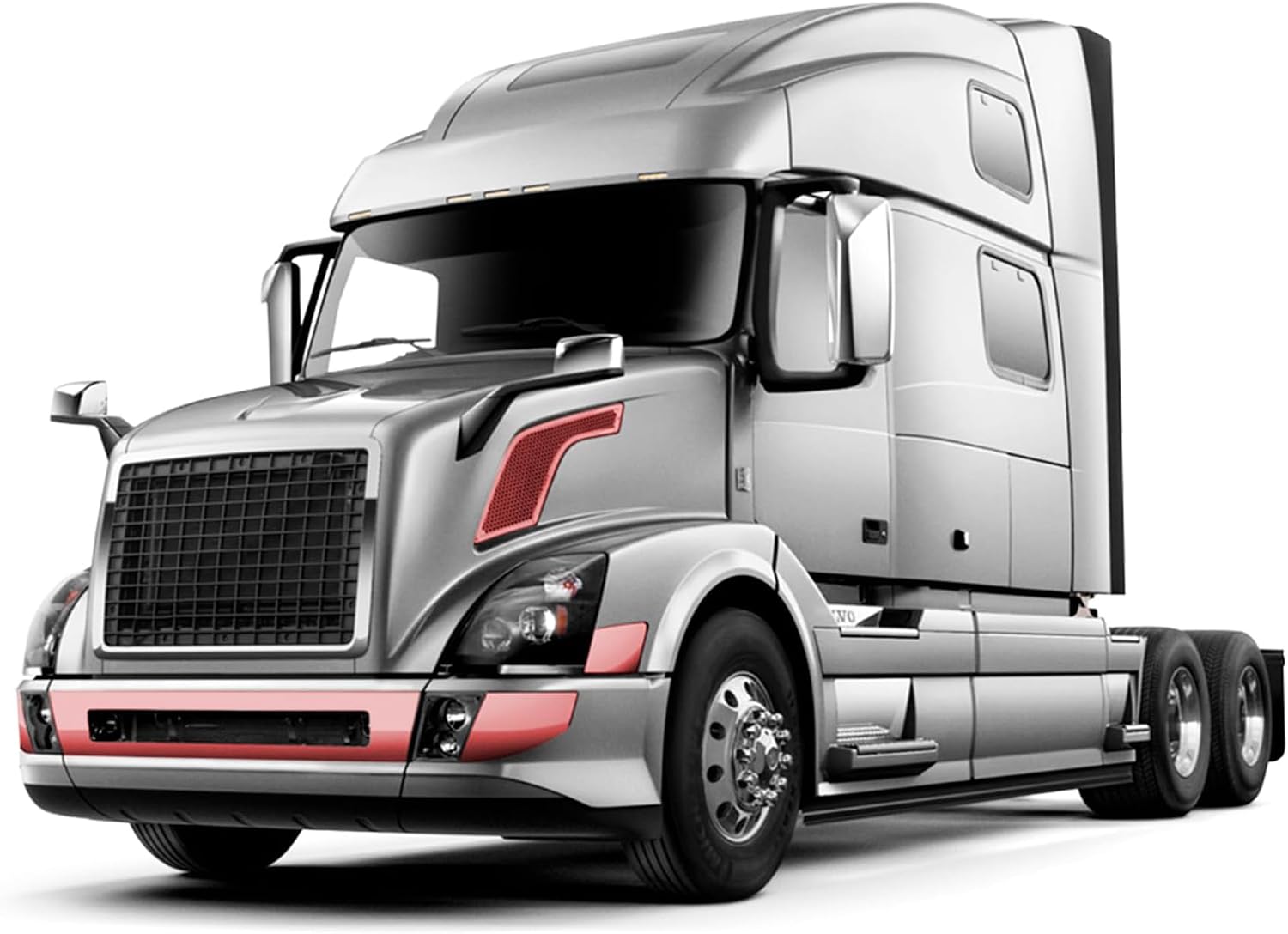 KOZAK Chrome Trim Set - Center Bumper Cover, Chrome Trim Covers, Behind the headlight Chrome Trims, Air Intake Vents compatible with Volvo VNL 2016-2017 PLUS Logo, Wipers and Vest