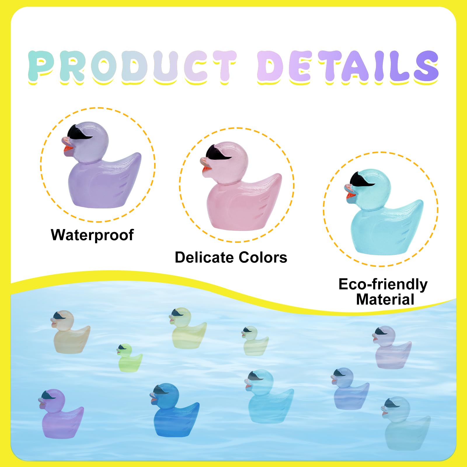 Lot De 100 Mini Canards Phosphorescents En Résine – 1,5 Cm – Pour Maison De Poupée, Déco Et Aquariums