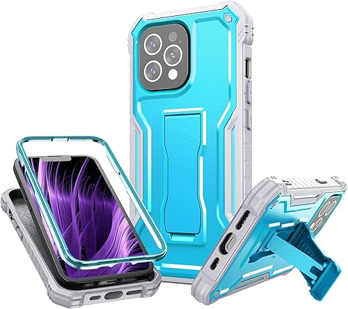 FITO Funda para iPhone 13 Pro de 6.1 pulgadas, doble capa a prueba de golpes, resistente para iPhone 13 Pro con protector de pantalla, soporte