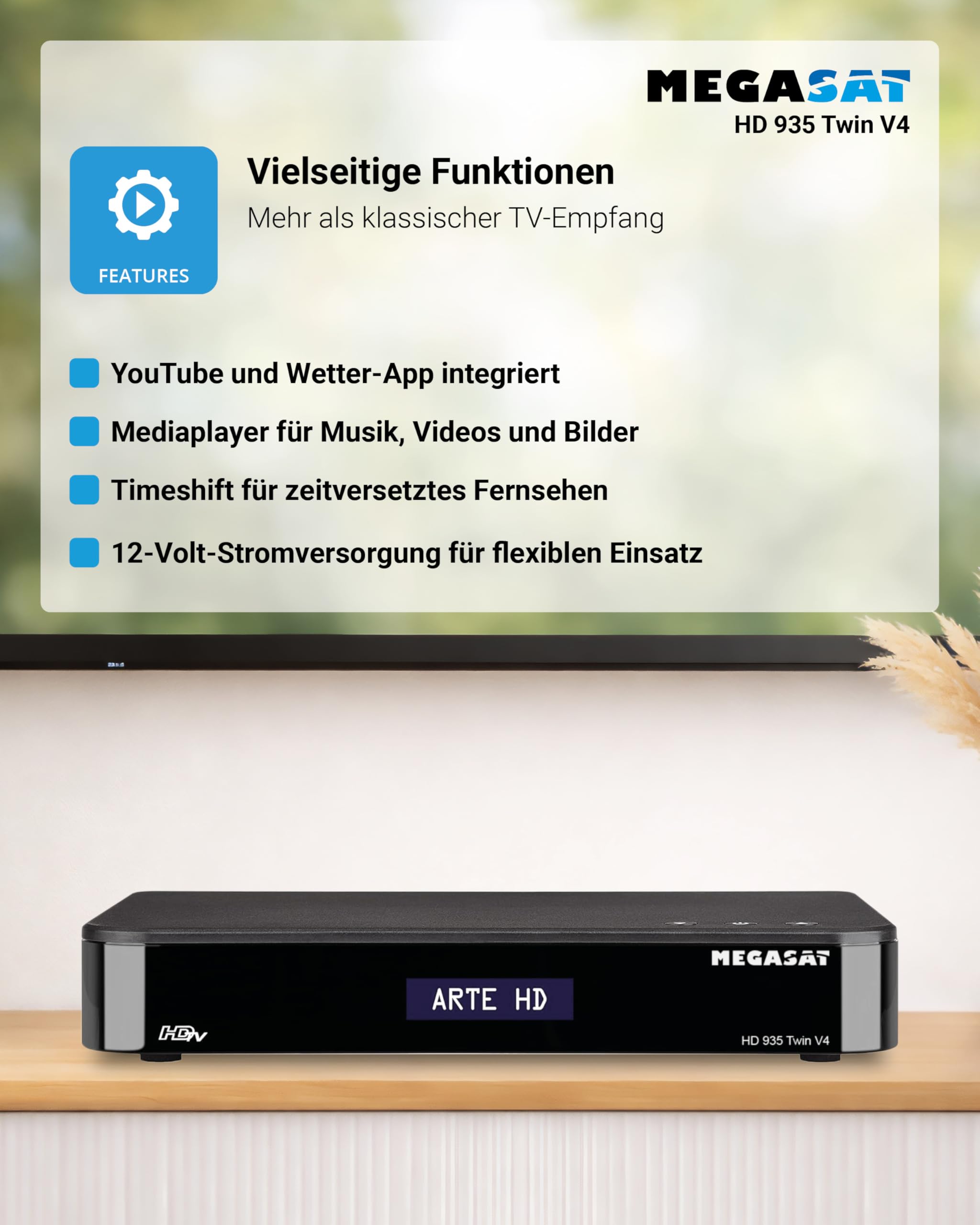 Megasat HD 935 Twin V4 Twin-Sat-Receiver PVR Bluetooth Schwarz 2 Empfänger SAT>IP Client Server