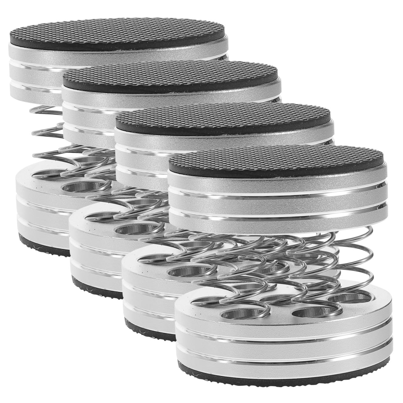 NUOBESTY 4 Piezas Pies Aislantes para Altavoces Amortiguador de Vibraciones con Anillo de Antideslizante Protector de Suelo para Equipos HiFi Diseño Inoxidable