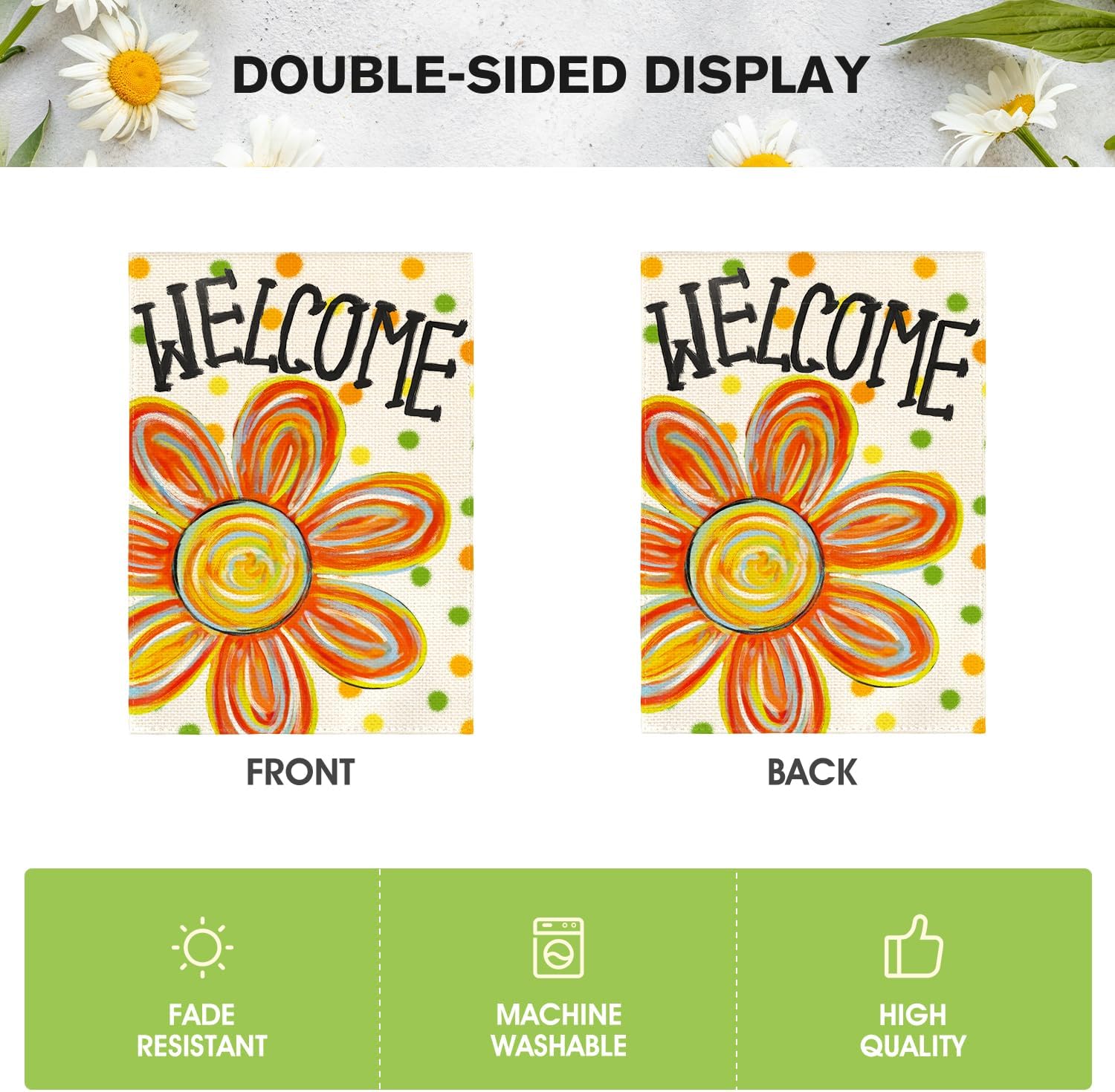AVOIN colorlife Summer Floral Garden Flag 12x18 Inch Double Sided Outside, Welcome Seasonal Polka Dots Yard Outdoor Flag - Image 6