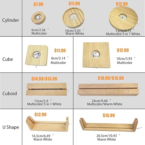 Miniatura 9 de LeJisunhs Lámpara de mesa con base de madera (cilindro de 3.93 pulgadas, blanco cálido)