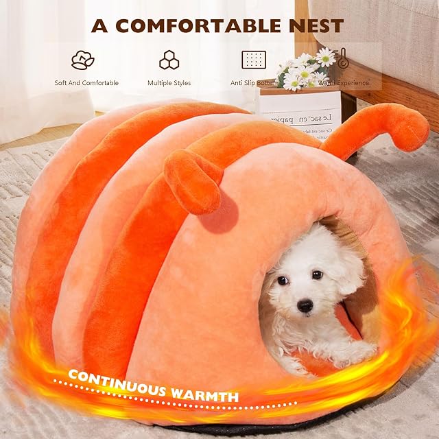 Foto 4 de 6 de PETCUTE Cama Cueva de Felpa para Mascotas Pequeñas,Camas para Gatos y Perros,Cama Cueva para Mascotas…