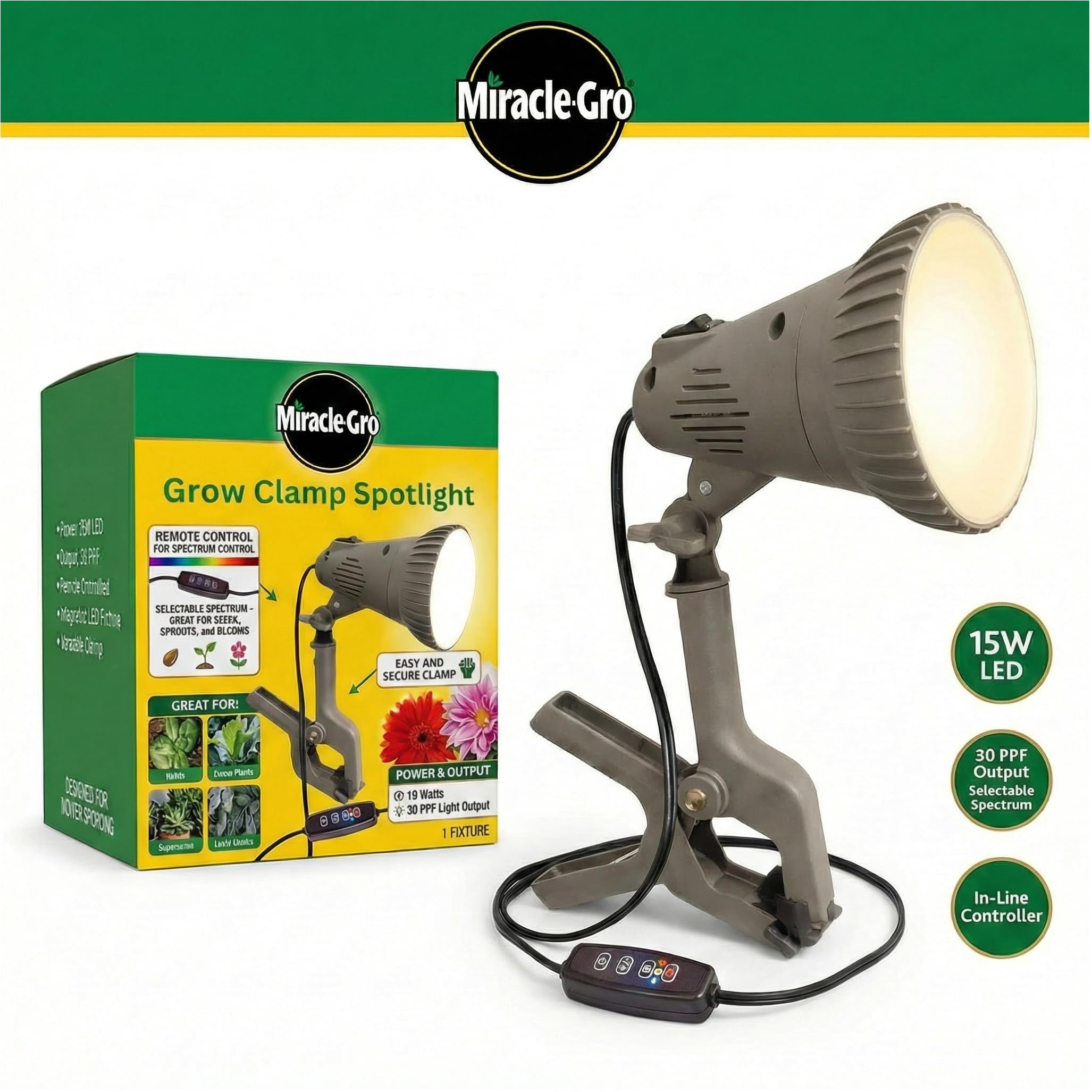 Amazon.com : Miracle-Gro Indoor Grow Light Clamp Spotlight with