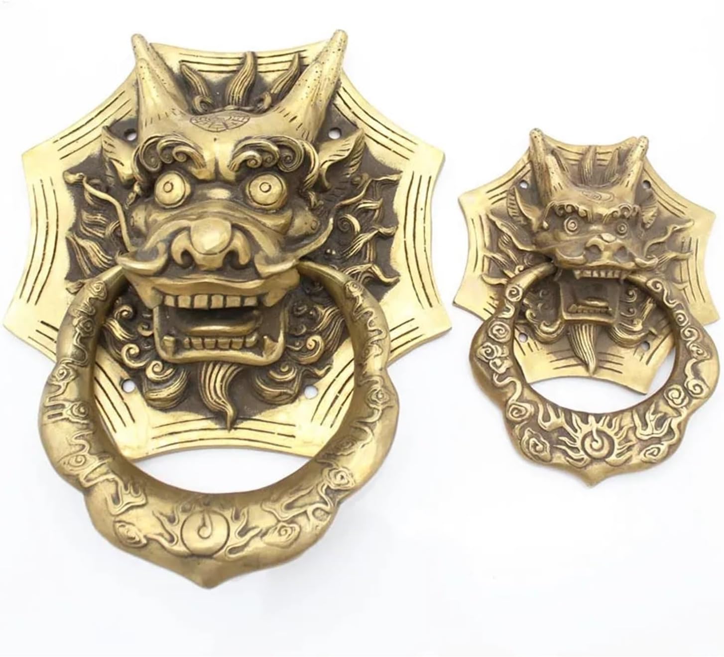 Door Knocker Brass Dragon Knocker Wood Villa Courtyard Gate Furniture Handles Bronze Door Knocker Home Decoration