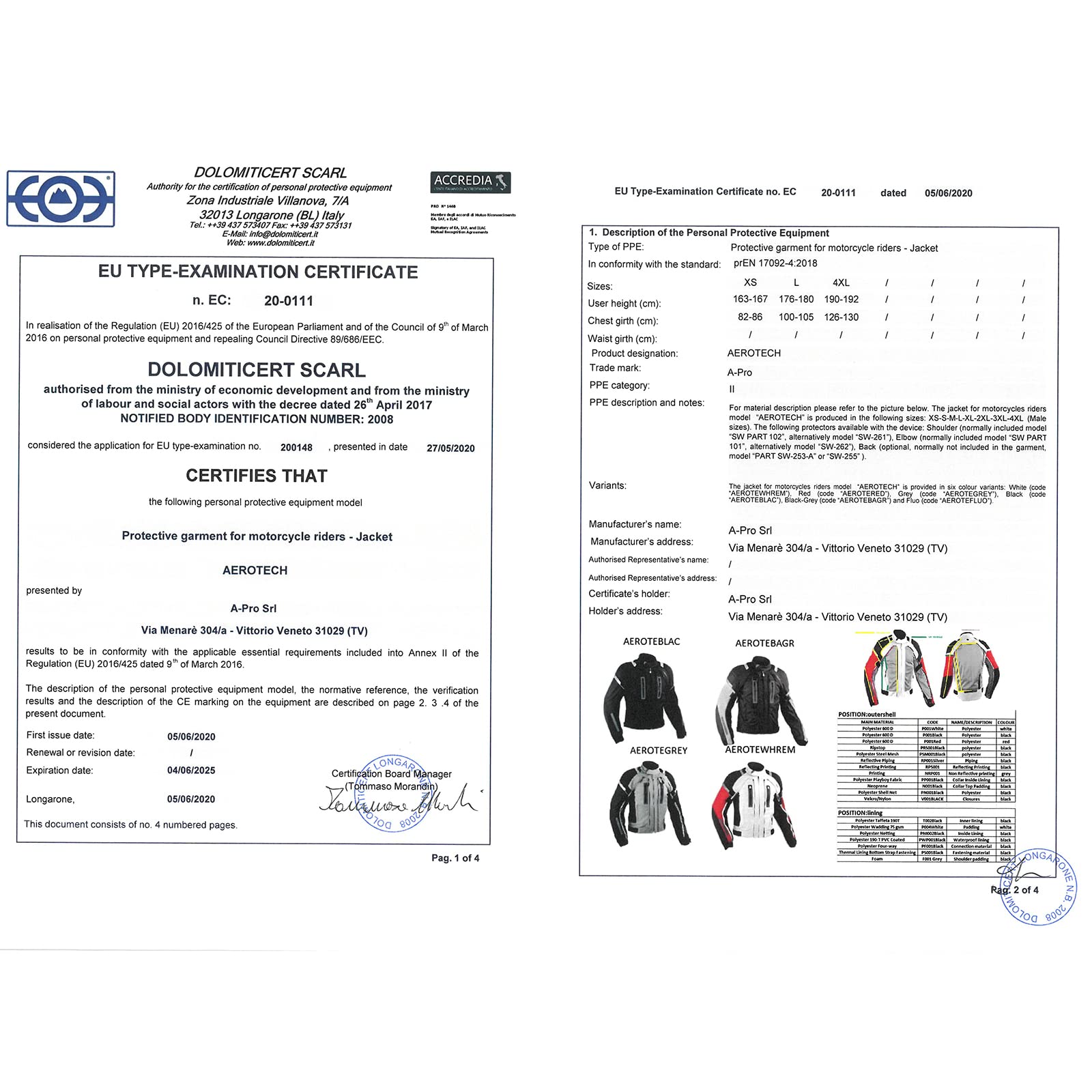 A-Pro Giacca Moto Mesh Tessuto Impermeabile Protezioni CE 4 Stagioni Fluo S