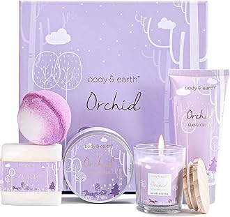 Gifts for Women BODY & EARTH Birthday Gifts for Women, Skincare Gift Set Orchid Scent 5PCS Skin Care Set, Gift Set for Her, Sister, Wife, Mum, Girlfriend Moisturizing Travel Kit