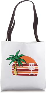 Vintage Retro Sunset Disc Golf Palm Tree by Disc Golf City Tote Bag
