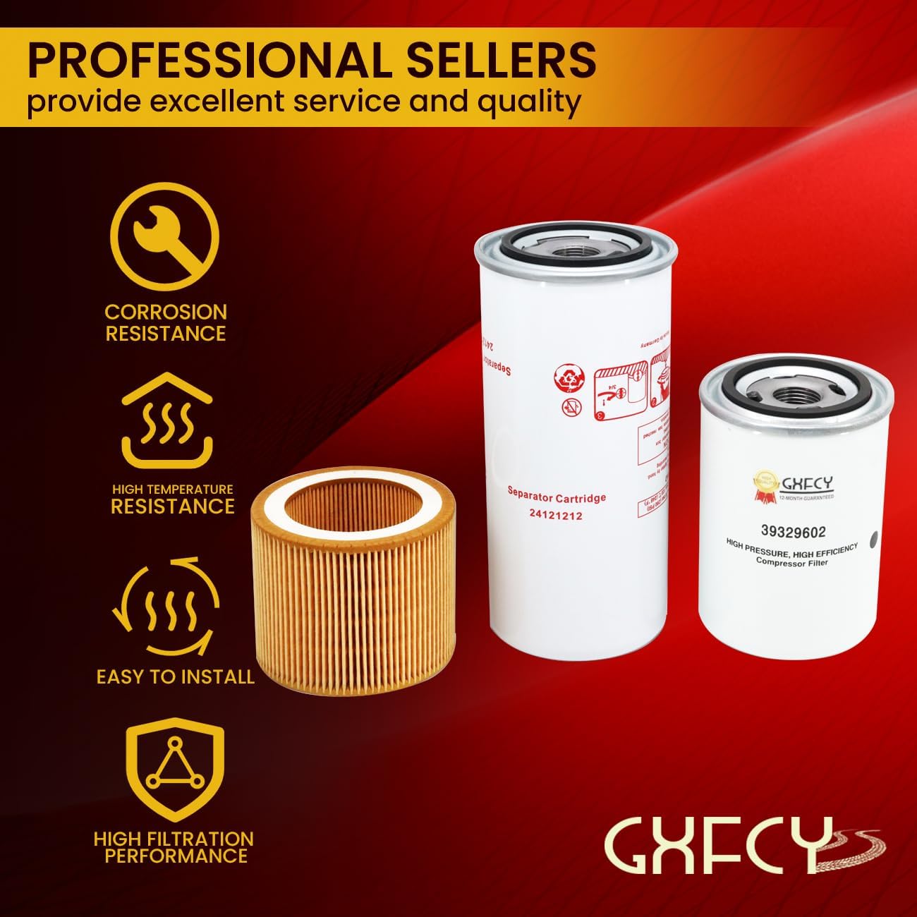 24121212 Air/Oil Separator 88171913 Air Filter 39329602 Oil Filter Replace 22388045 1613900100 6211473900 13294374 22173538 89259329 88210620 Compatible with Air Compressor UP6-5 UP5 UP6-15C