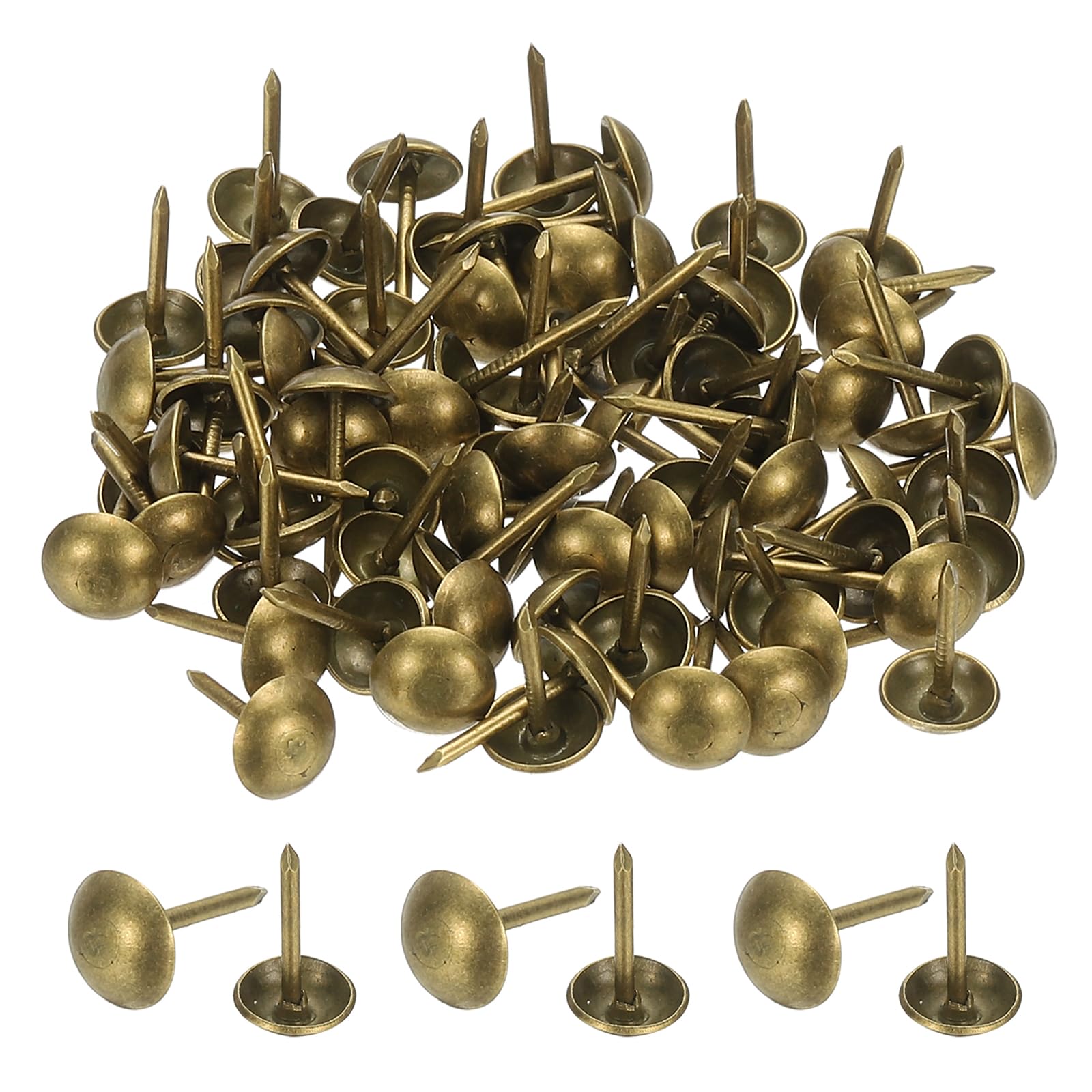 PATIKIL 200 Pcs Upholstery Tacks 0.39" x 1/4" Head Dia Vintage Thumb Nails Pins Round Head Metal Push Tack Pin for DIY Furniture Sofa Chair Decor