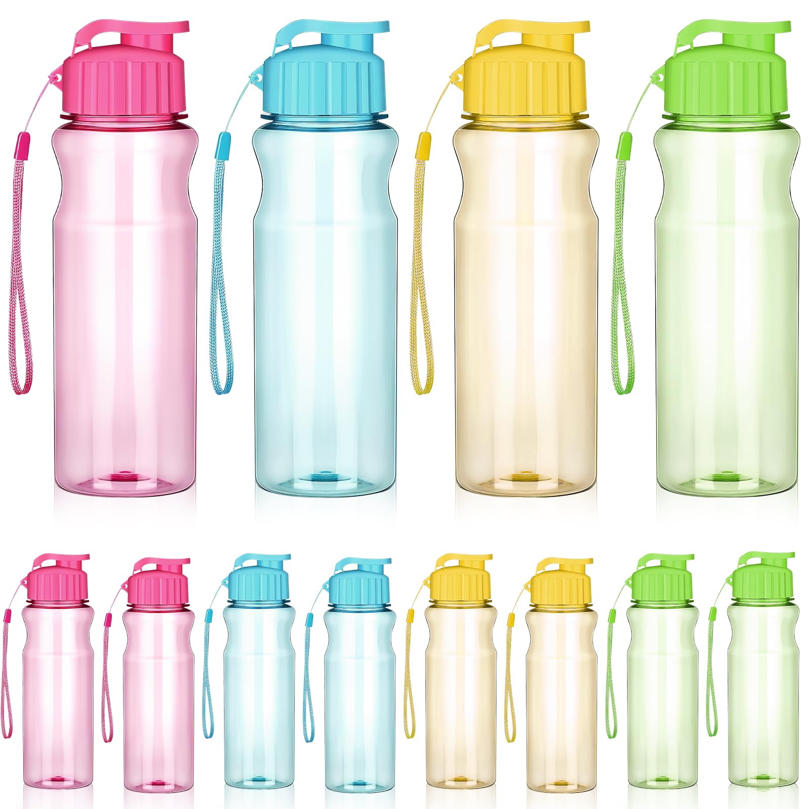 Confezione da 12 borracce da 550 ml, per sport, con tappo a ribalta, leggere, per scuola, fitness, palestra, yoga, ciclismo, senza BPA e tossiche
