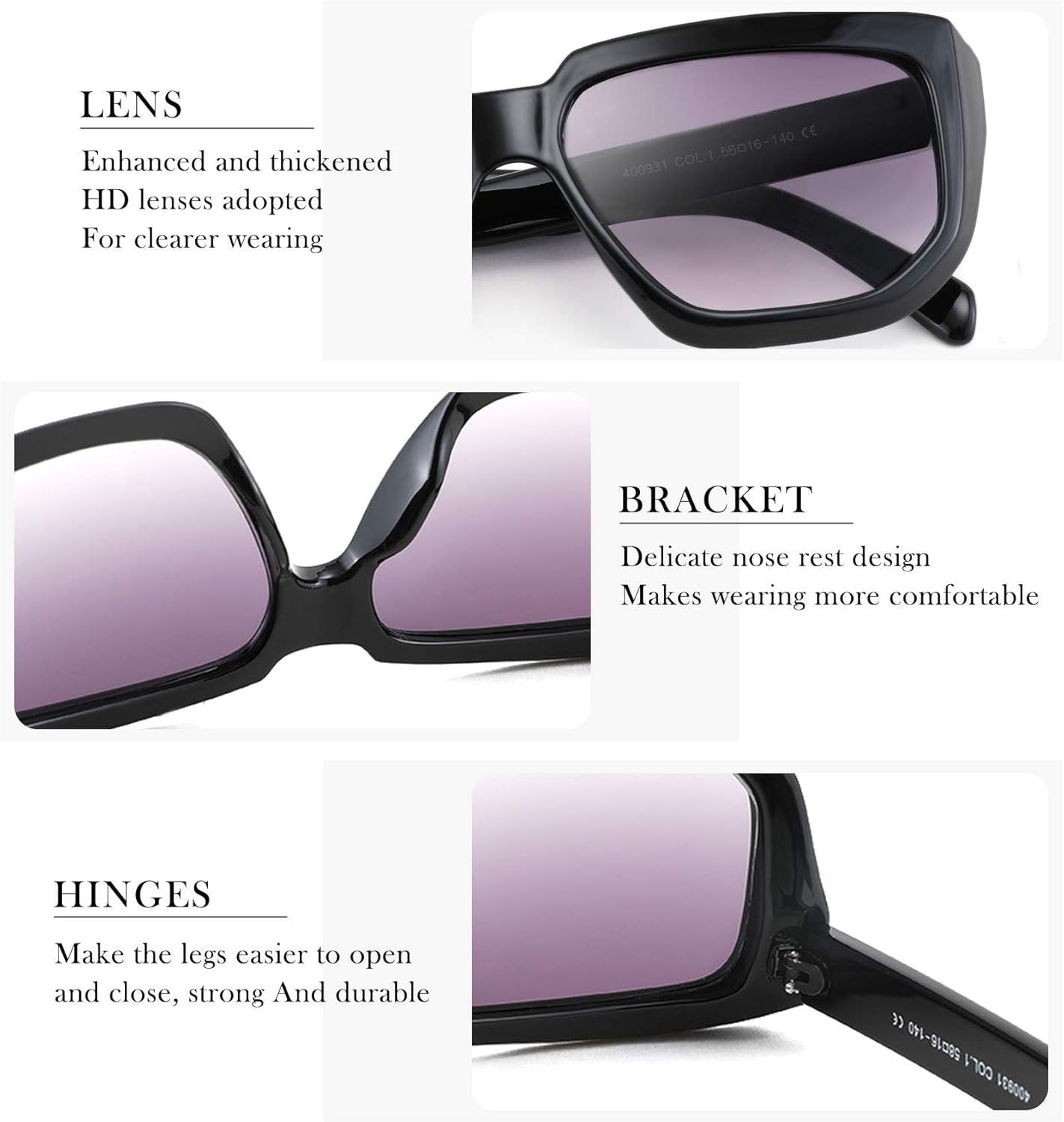 FEISEDY Women Retro Square Sunglasses Trendy Shield Flat Top Shades B2717 - Image 5