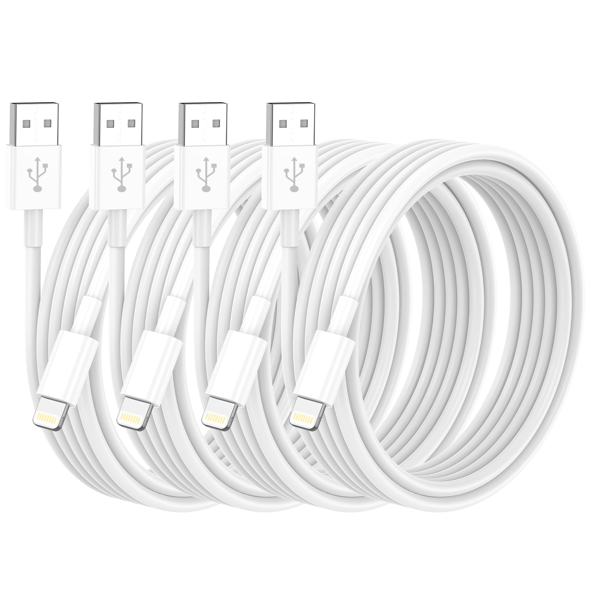 Apple iPhone Lightning cable 10 個 セット 5 Pack (Apple MFi Certified) iPhone Charger 10 ft,Long Lightning
