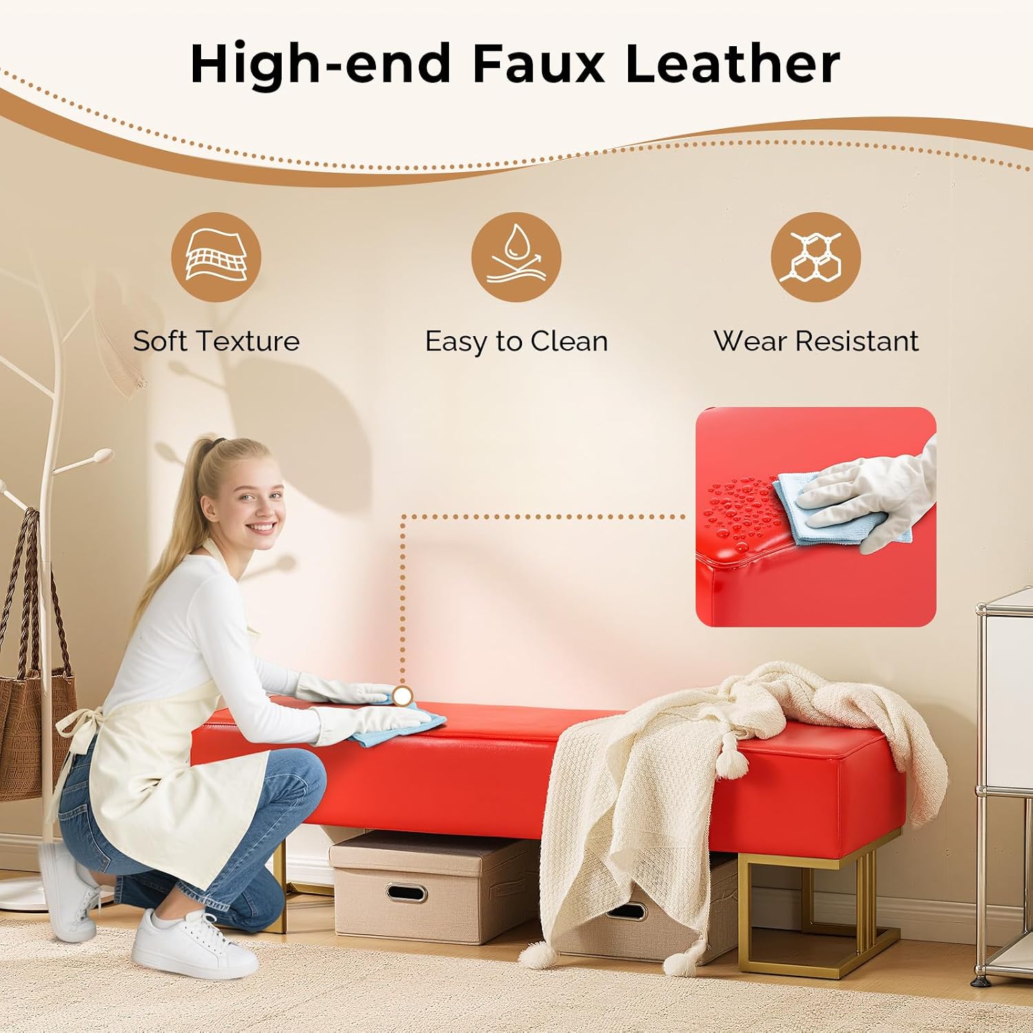 OmySalon Waiting Room Bench Seating Faux Leather, 55.1’’ Office Guest Chair Reception Chair, Lobby Furniture for Conference Room Beauty Salon Barbershop Small Space