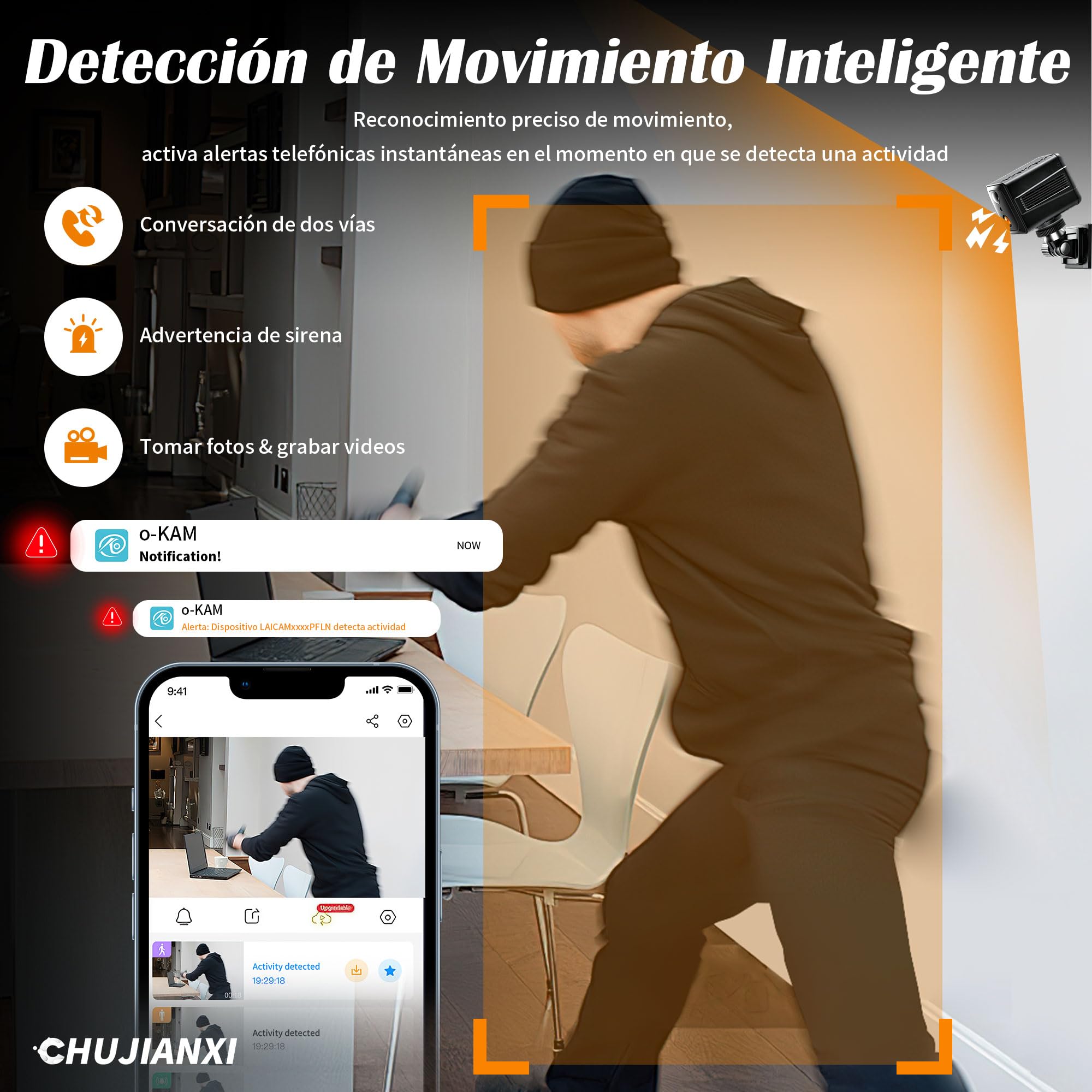 Cámara Mini 4K, Cámara Interior WiFi Actualizada 2026 | Cámara con Transmisión en Vivo para Móvil, Cámara de Larga Espera con Batería de 3000 mAh, Minicámara con Visión Nocturna