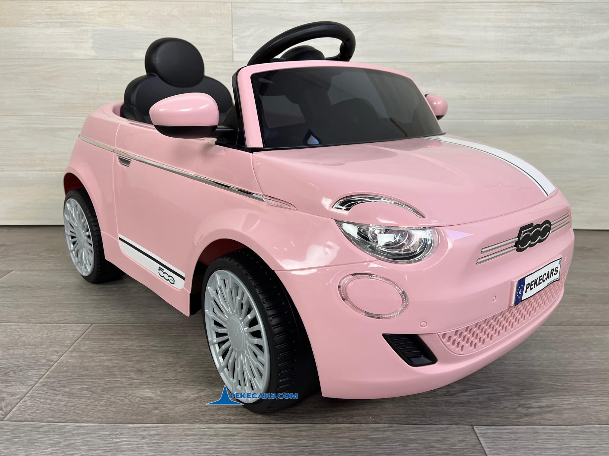 Fiat 500 12V Rosa Coche Eléctrico Infantil para niños y niñas de 1 a 5 años con Mando radiocontrol, USB, MP3, Varias velocidades y Freno automático