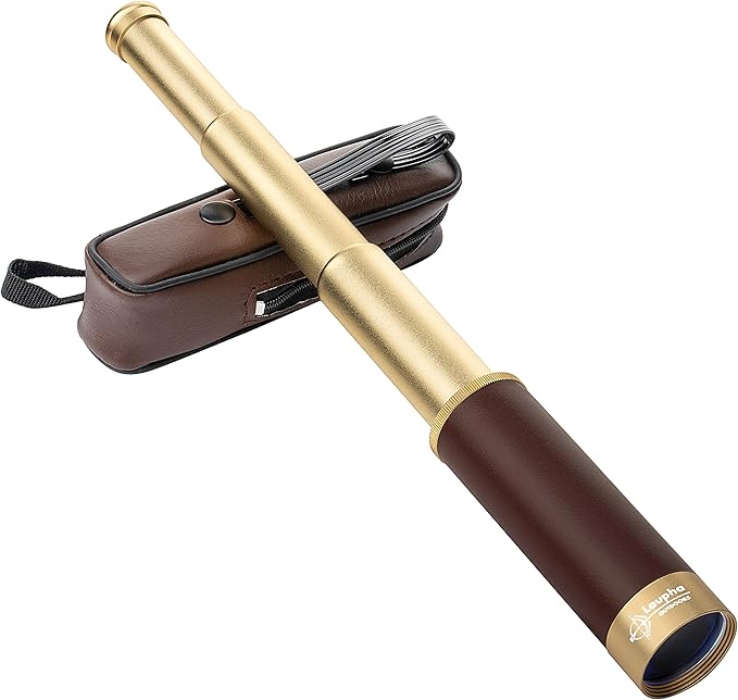 Laupha Retro Pirate Telescope Zoomable 25x30 Pocket Monocular Portable Collapsible BAK-4 Lens Captain Jack's Spyglass
