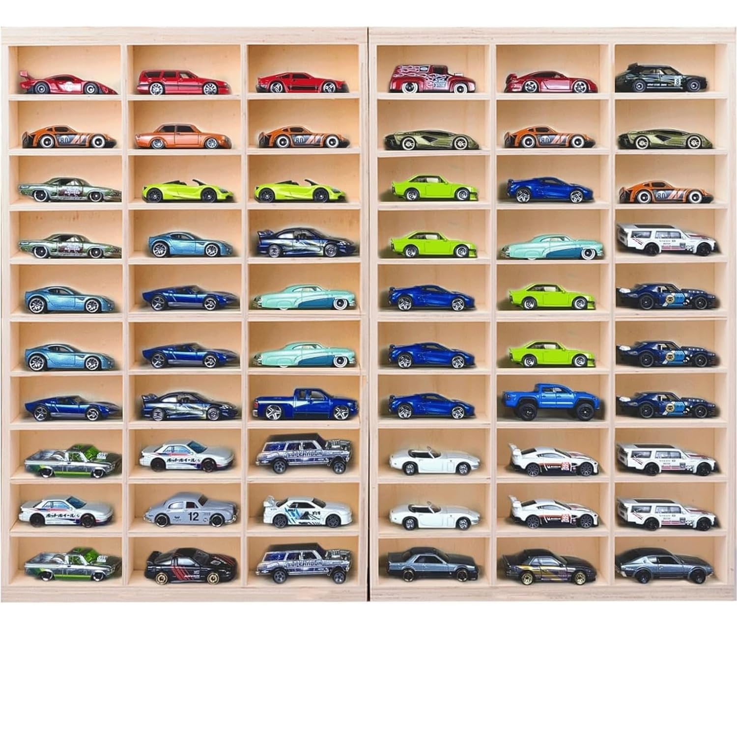 Best of Craft 60 Compartment Wooden Display for 1:64 Scale Cars | Foldable Wall Mount and Freestanding Diecast Car Organizer Shelf | Wooden Storage Rack for Hot Wheels and Collectible Cars (Pack of 1)-image-13